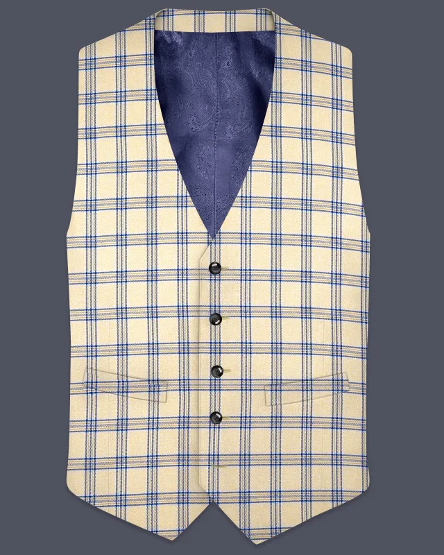 Coriander Light Brown with Rhino Blue Plaid Waistcoat sold by French Crown