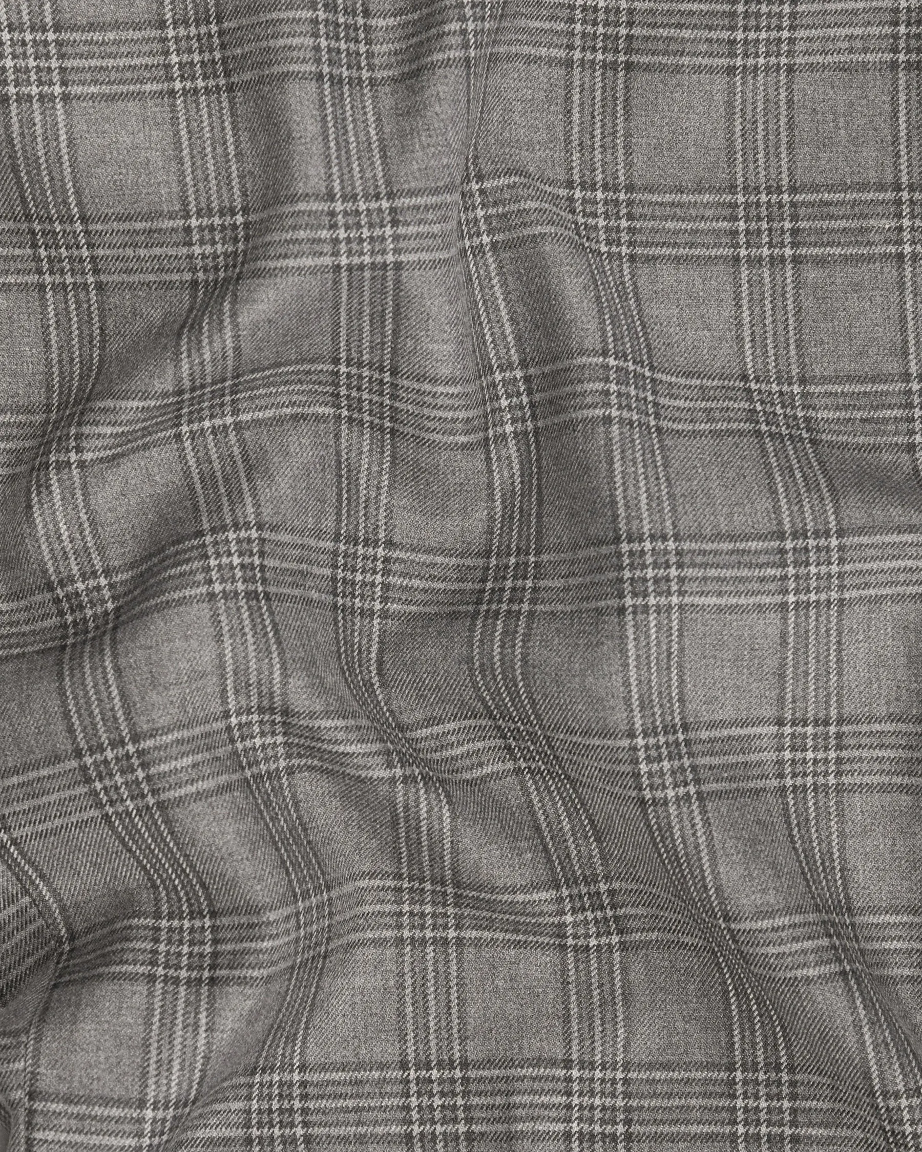 Cloudy Grey Tonal Checked Wool Blend Waistcoat sold by French Crown product image thumbnail 3