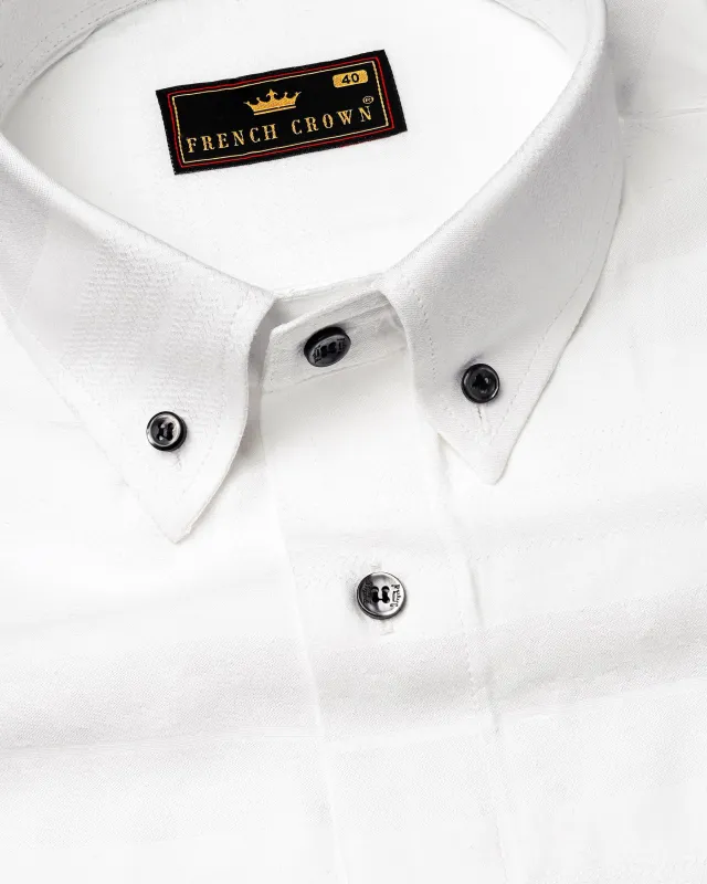 Bright White Dobby Textured Premium Giza Cotton Shirt sold by French Crown