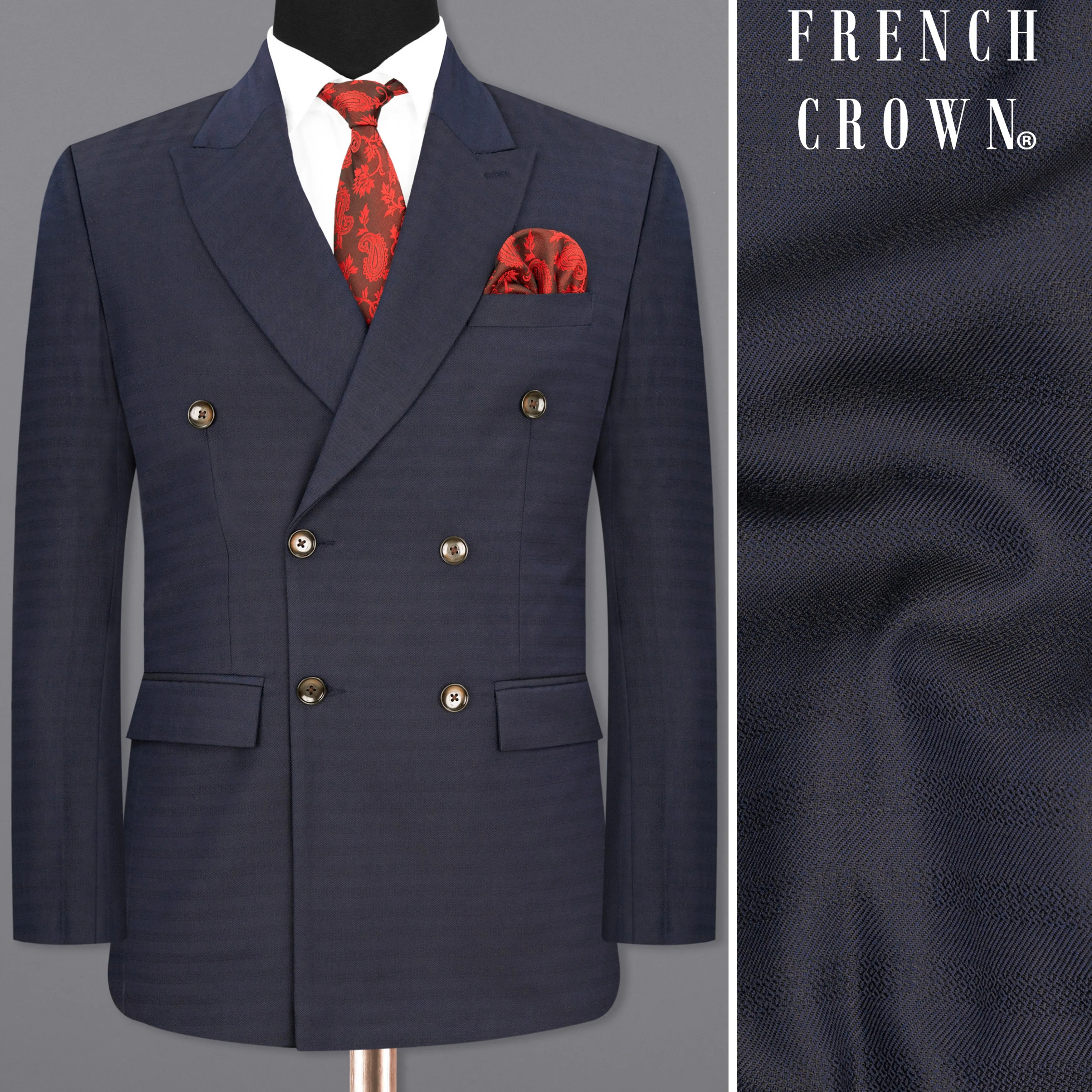 Tuna Blue Double Breasted Blazer sold by French Crown