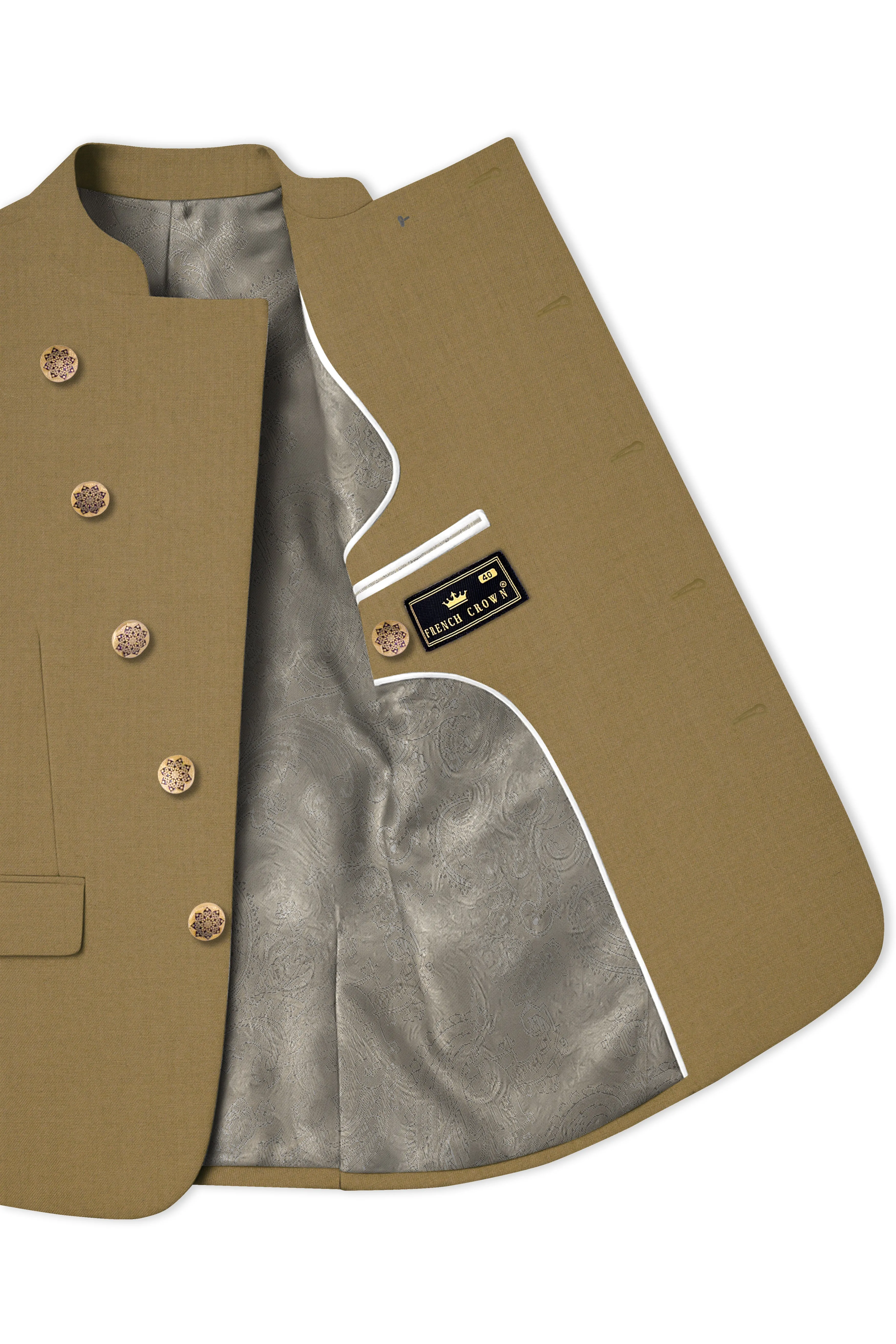 Shadow Brown Cross Placket Bandhgala Blazer sold by French Crown product image thumbnail 4