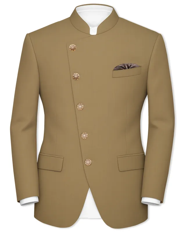 Shadow Brown Cross Placket Bandhgala Blazer sold by French Crown