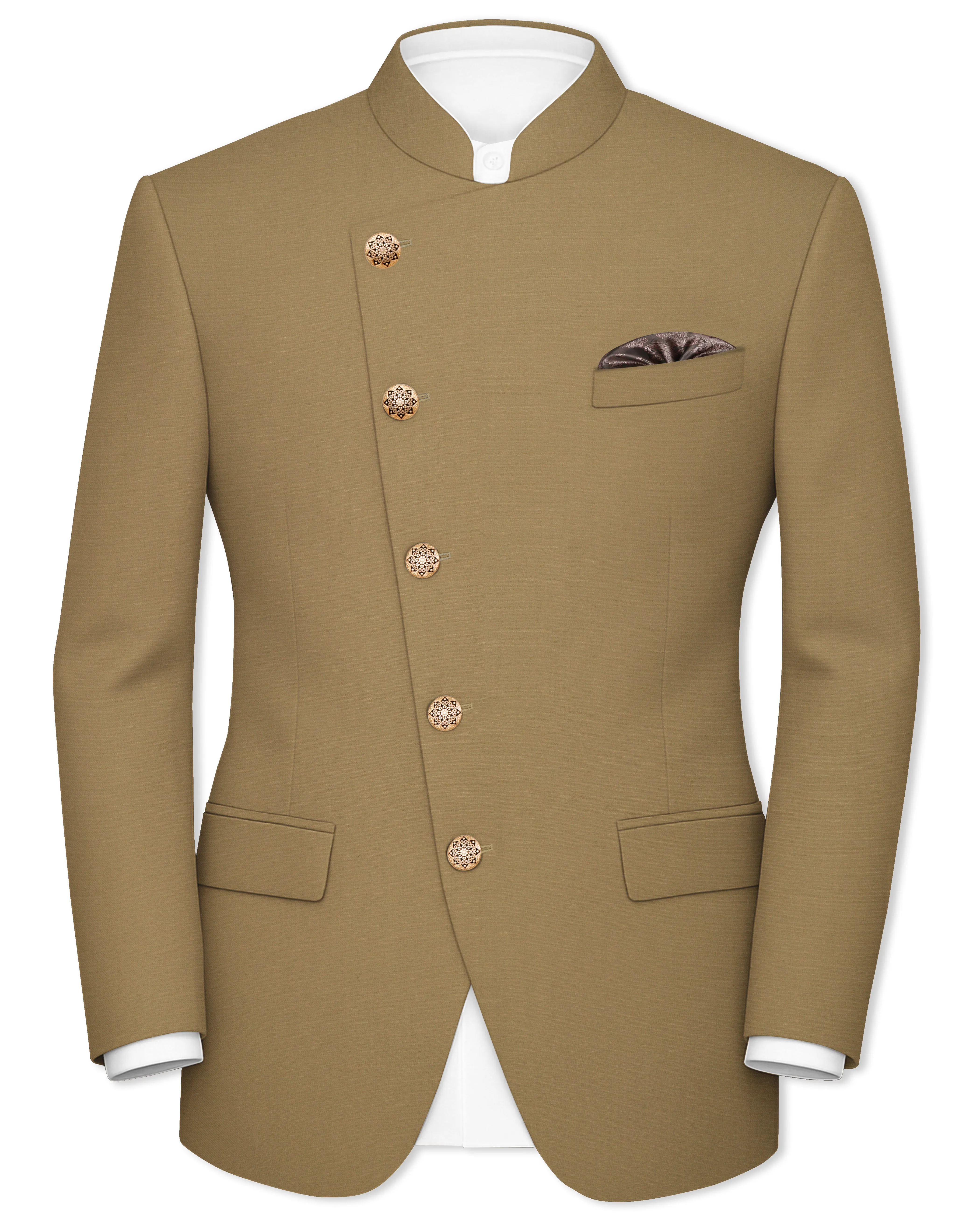 Shadow Brown Cross Placket Bandhgala Blazer sold by French Crown