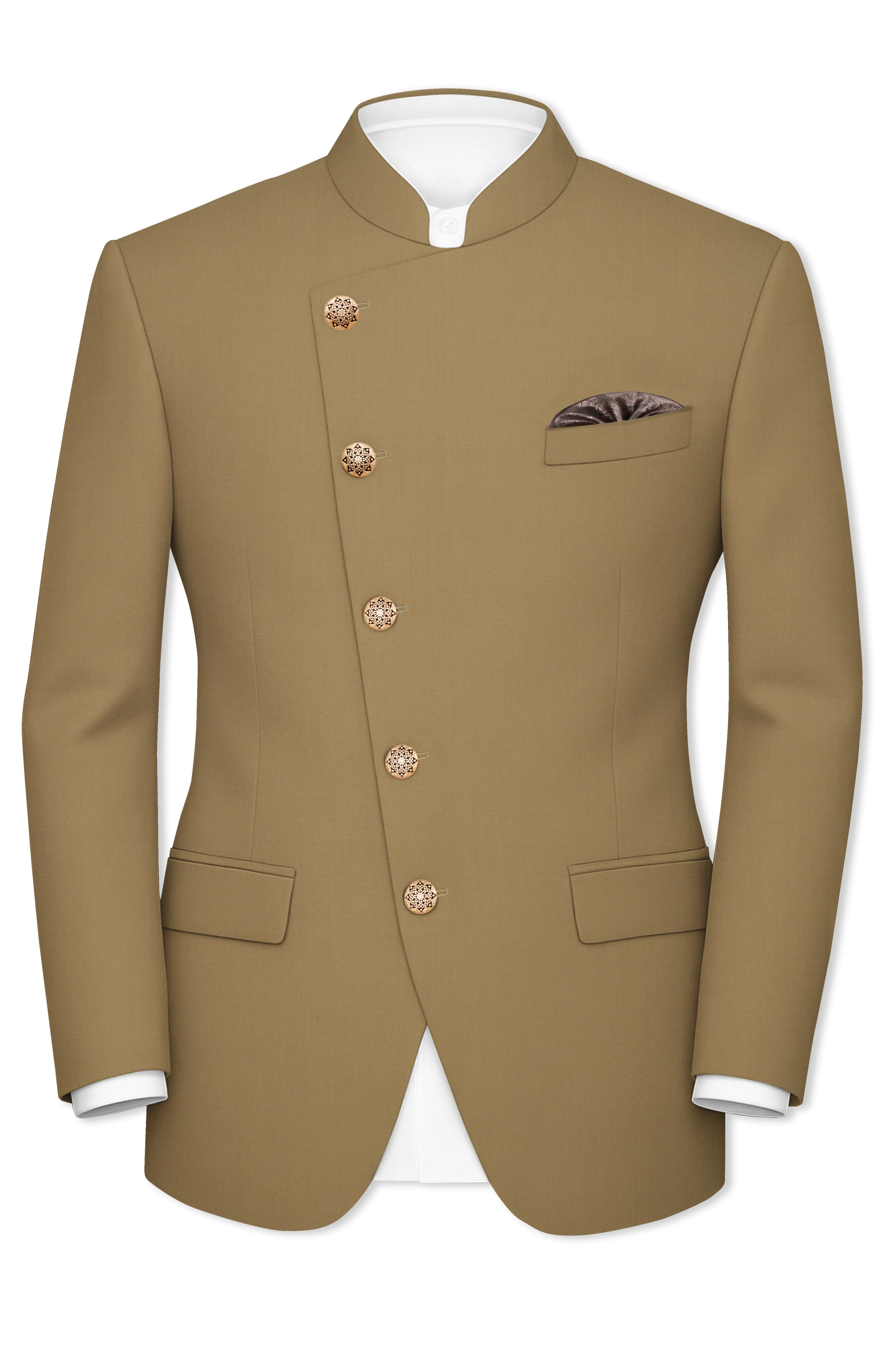 Shadow Brown Cross Placket Bandhgala Blazer sold by French Crown product image thumbnail 2