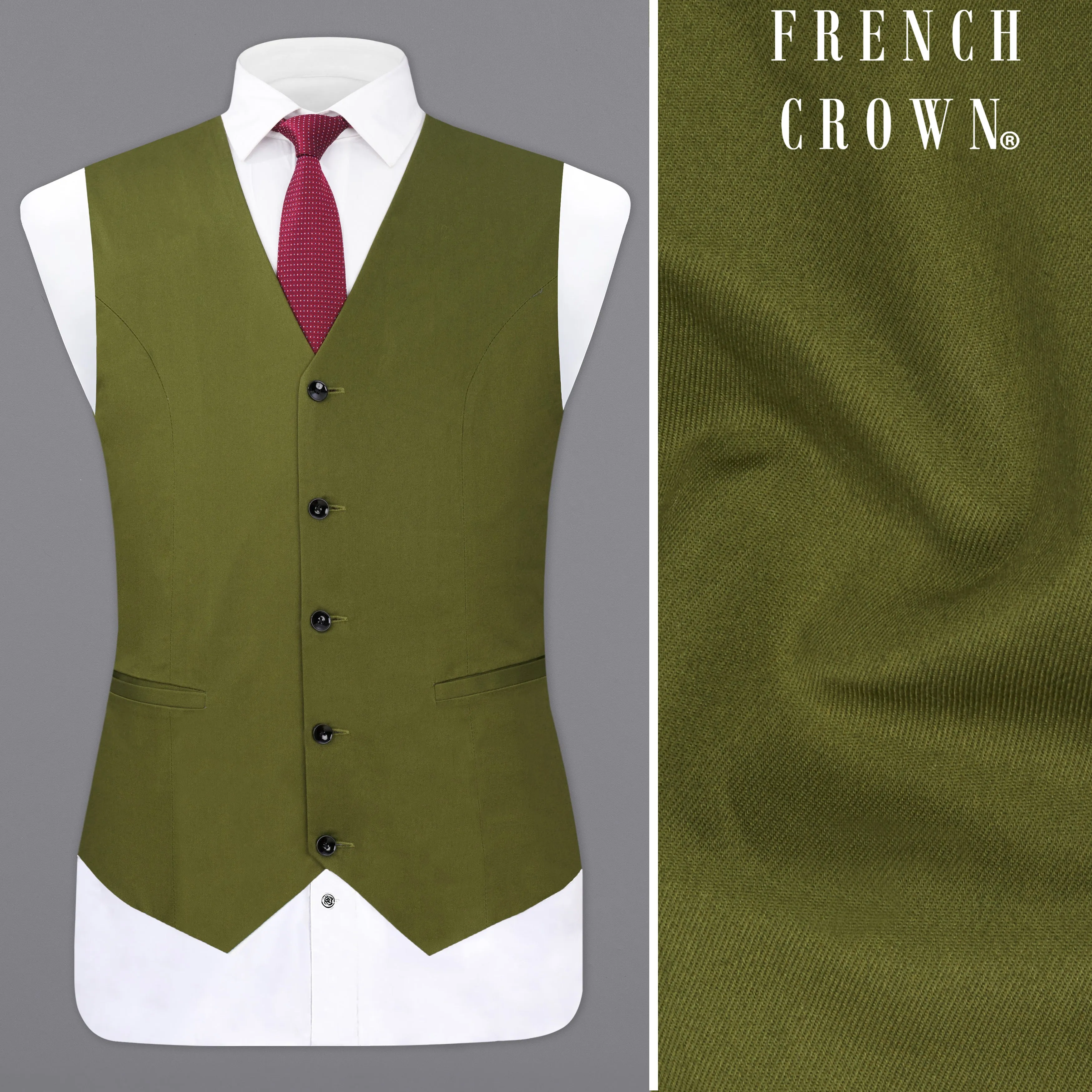 Saratoga Green Premium Cotton Waistcoat sold by French Crown