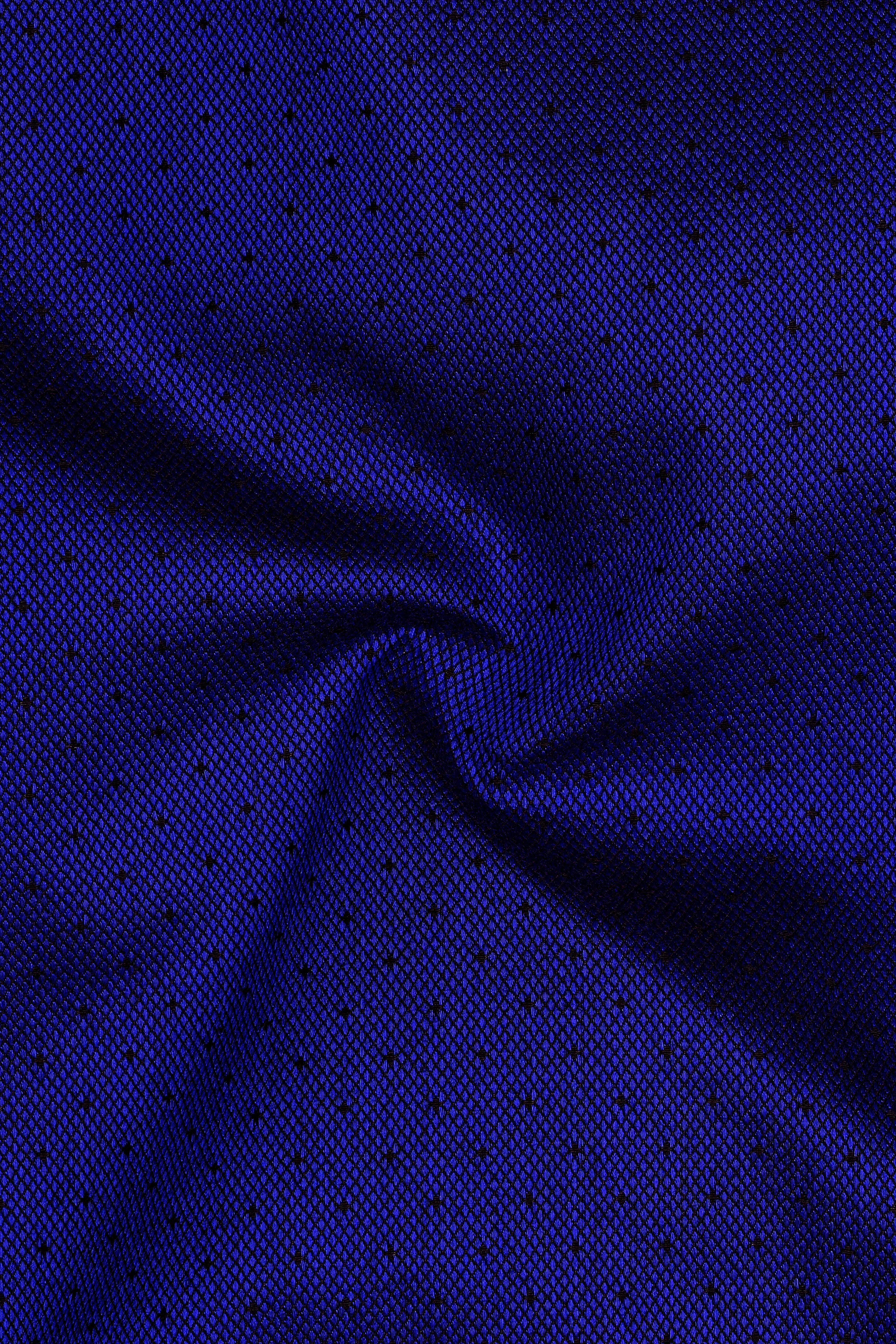 Sapphire Blue Dobby Textured Premium Giza Cotton Shirt sold by French Crown product image thumbnail 3