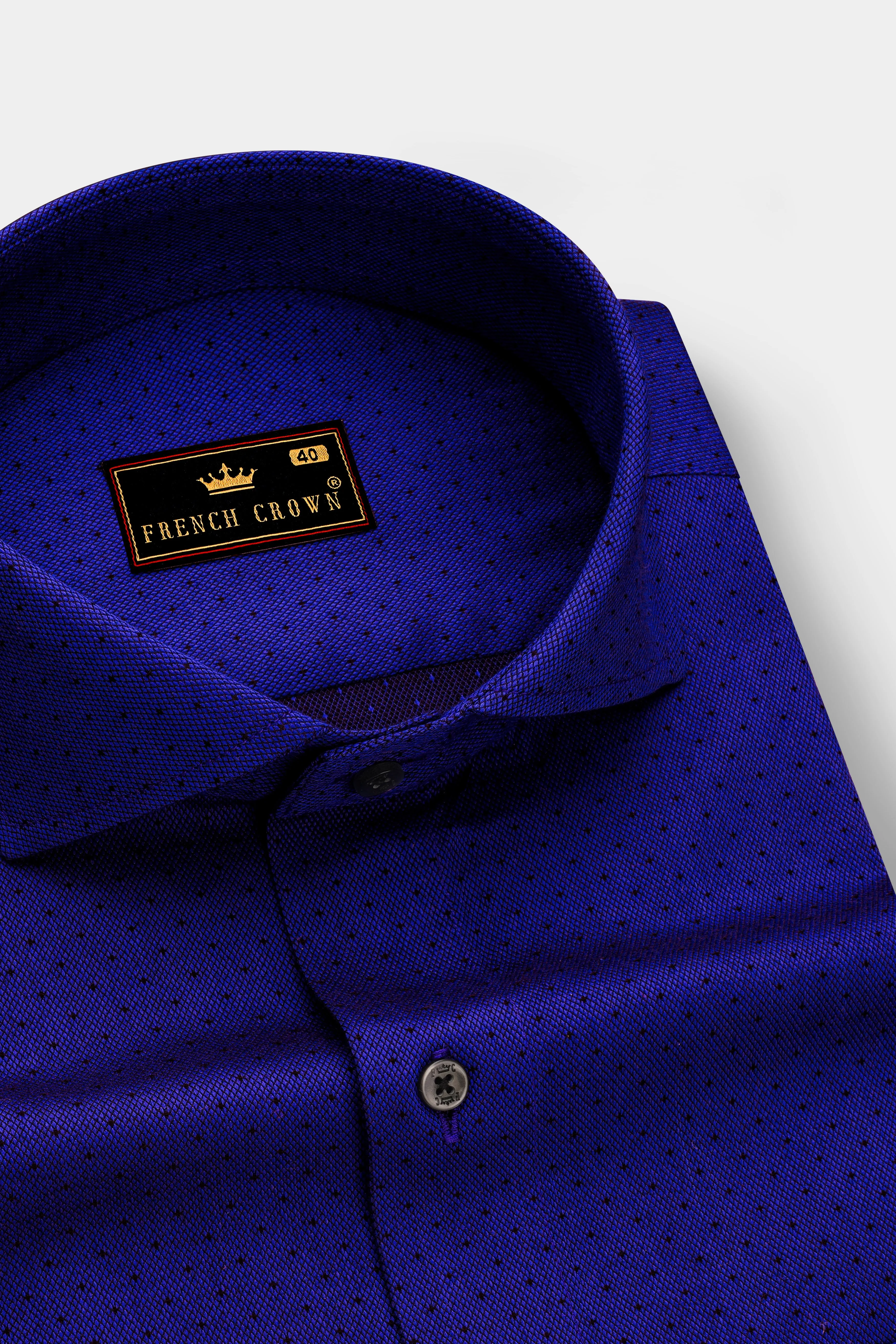Sapphire Blue Dobby Textured Premium Giza Cotton Shirt sold by French Crown product image thumbnail 2