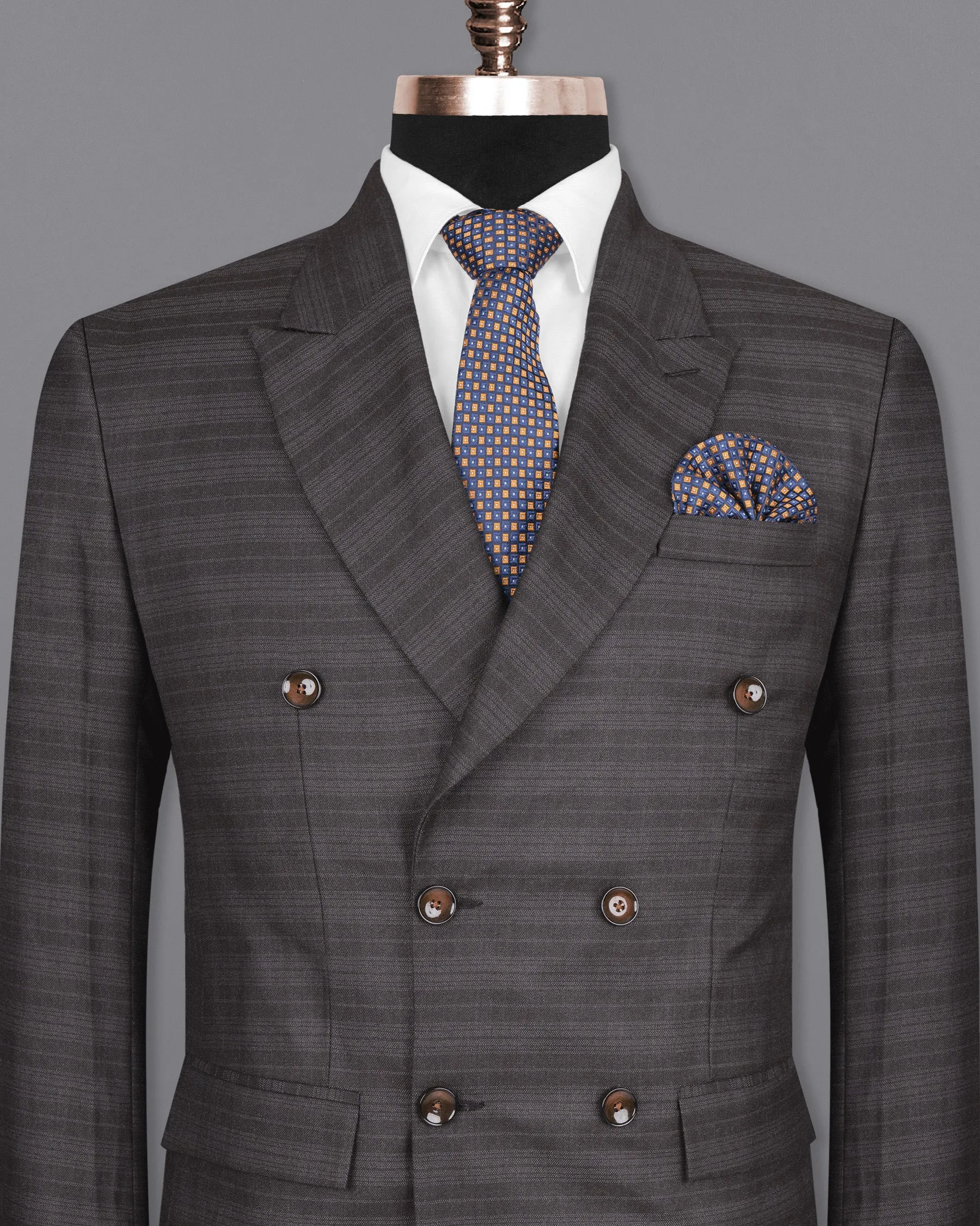 Grape Grey Double Breasted Striped Woolrich Blazer sold by French Crown product image thumbnail 2