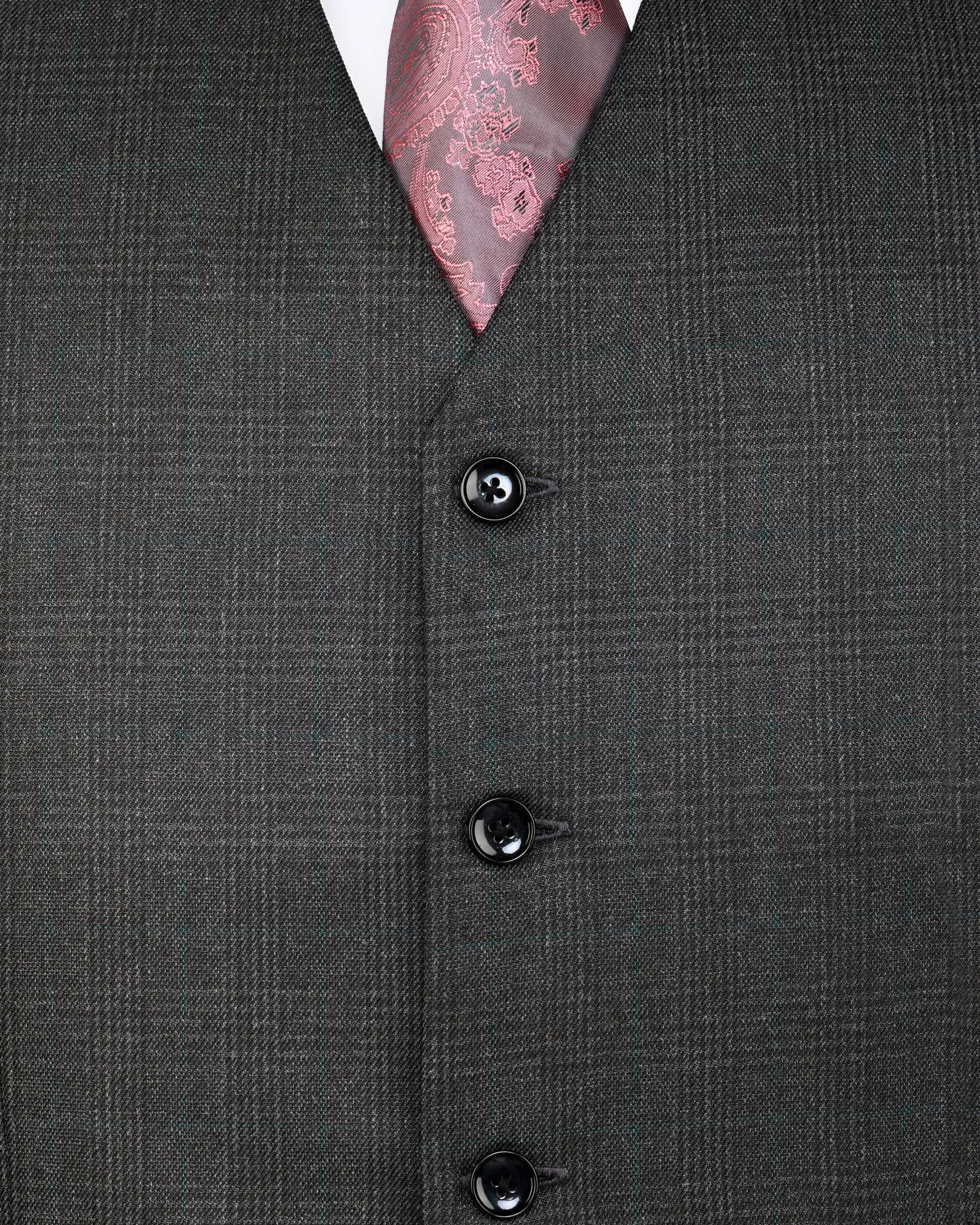Fuscous Grey Subtle Plaid Waistcoat sold by French Crown product image thumbnail 5