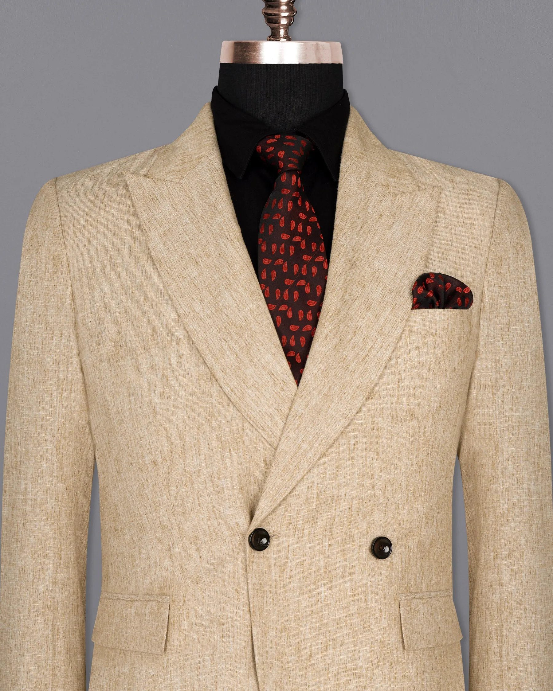 Cream Luxurious Linen Blazer sold by French Crown product image thumbnail 2