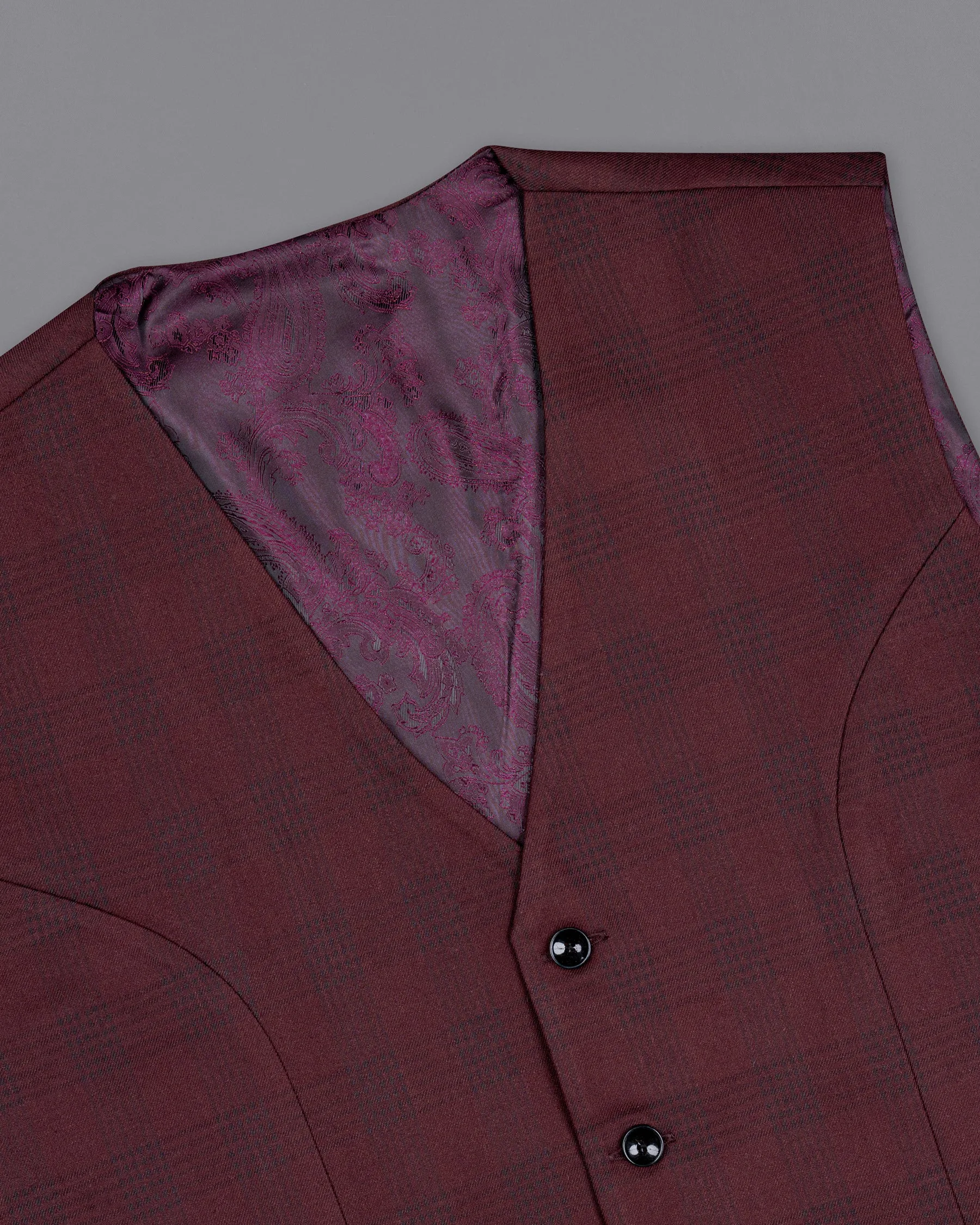 Buccaneer Burgundy Plaid Wool Rich Waistcoat sold by French Crown product image thumbnail 4