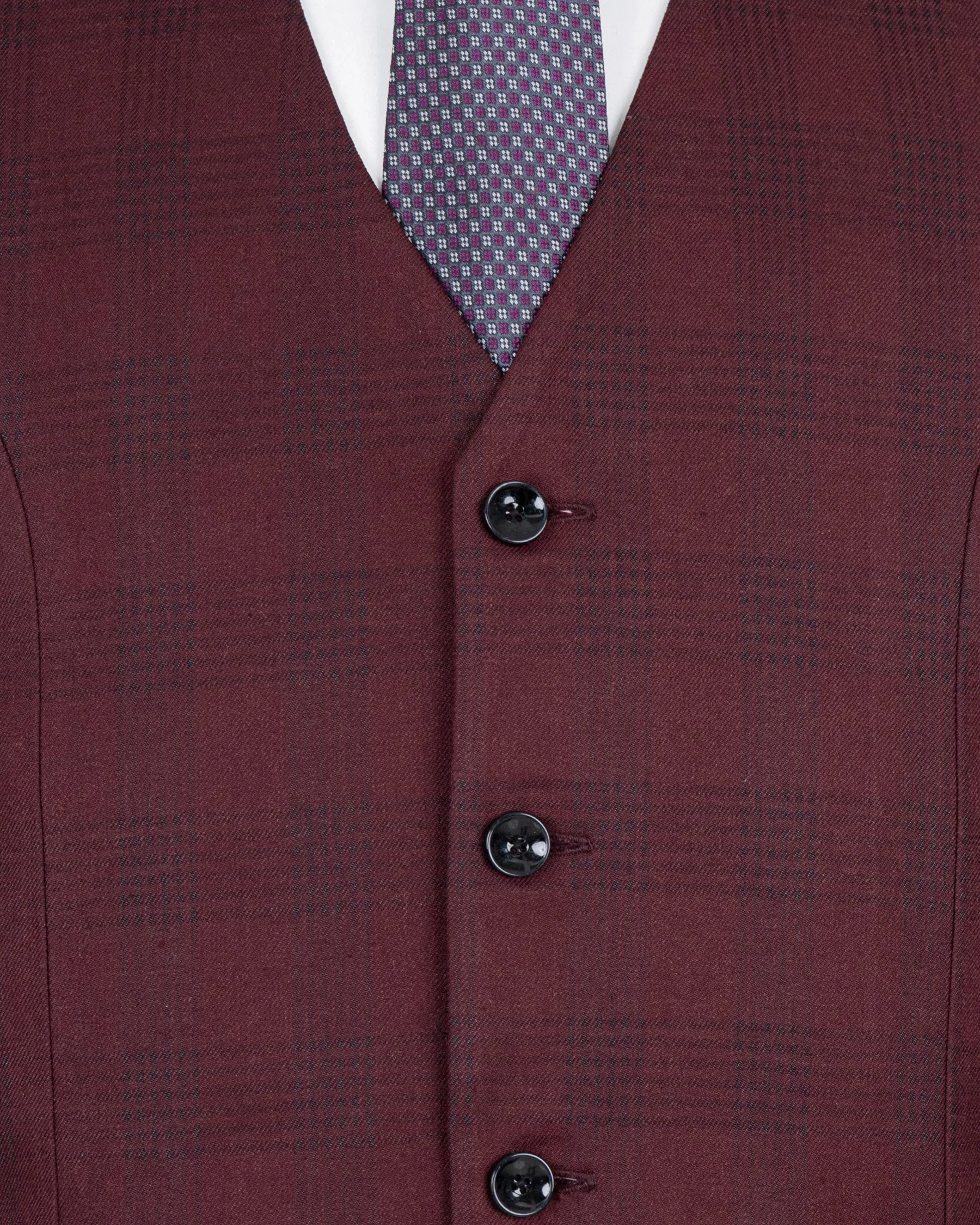 Buccaneer Burgundy Plaid Wool Rich Waistcoat sold by French Crown product image thumbnail 5