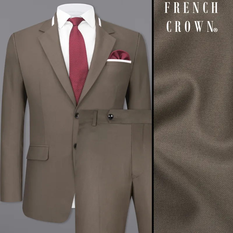 Tobacco Brown Single Breasted Designer Suit sold by French Crown