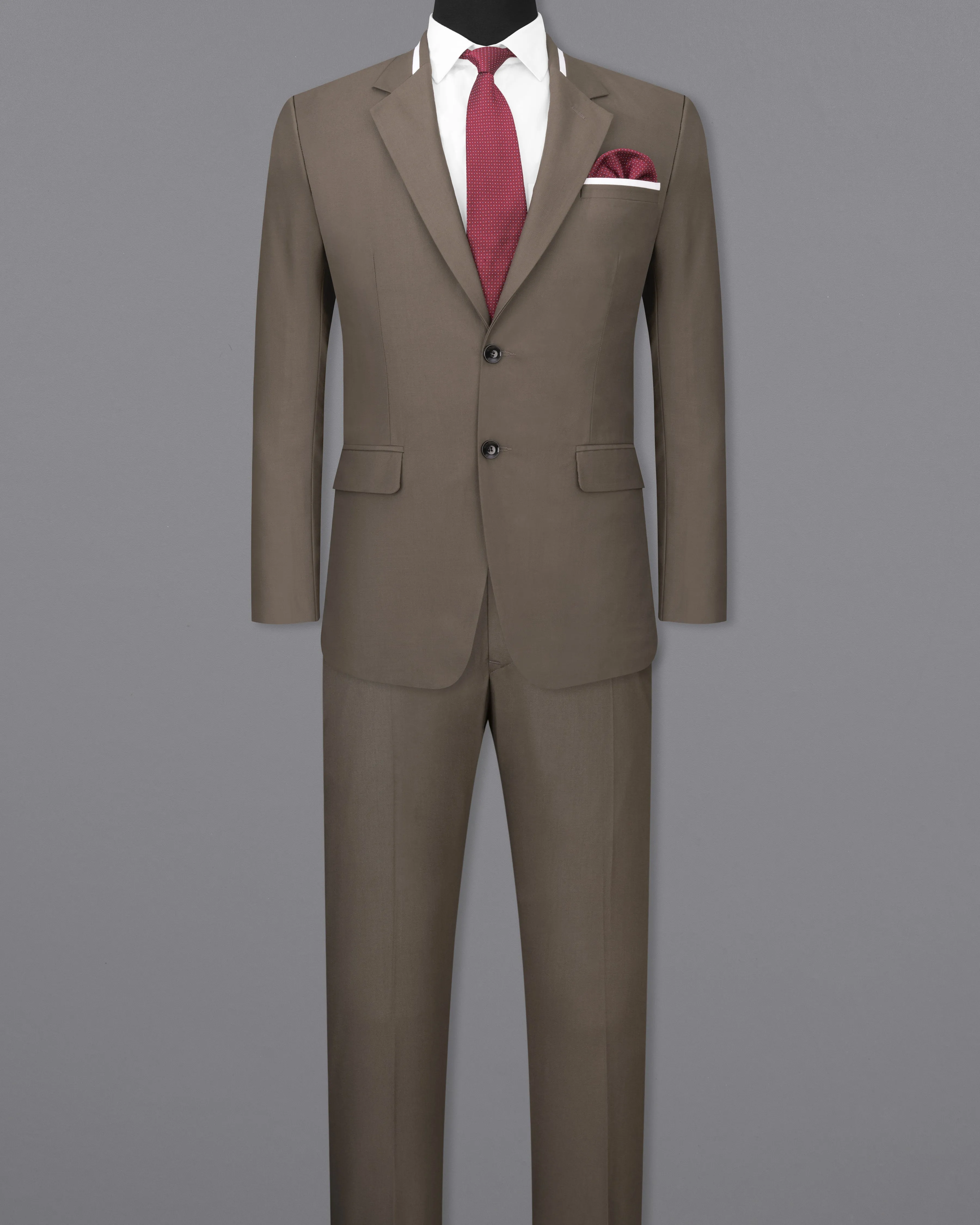 Tobacco Brown Single Breasted Designer Suit sold by French Crown product image thumbnail 4