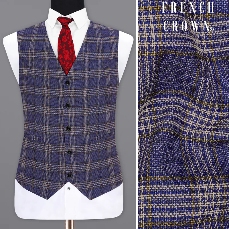 Meteorite Blue with Tide Brown Plaid Waistcoat sold by French Crown