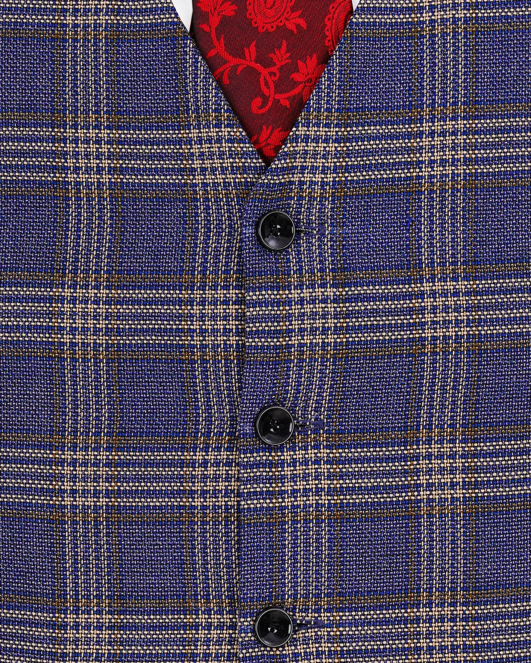 Meteorite Blue with Tide Brown Plaid Waistcoat sold by French Crown product image thumbnail 5