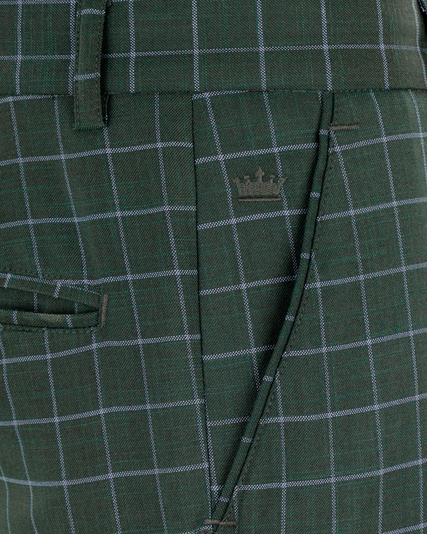Cable Green Windowpane Wool Rich Pant sold by French Crown product image thumbnail 5