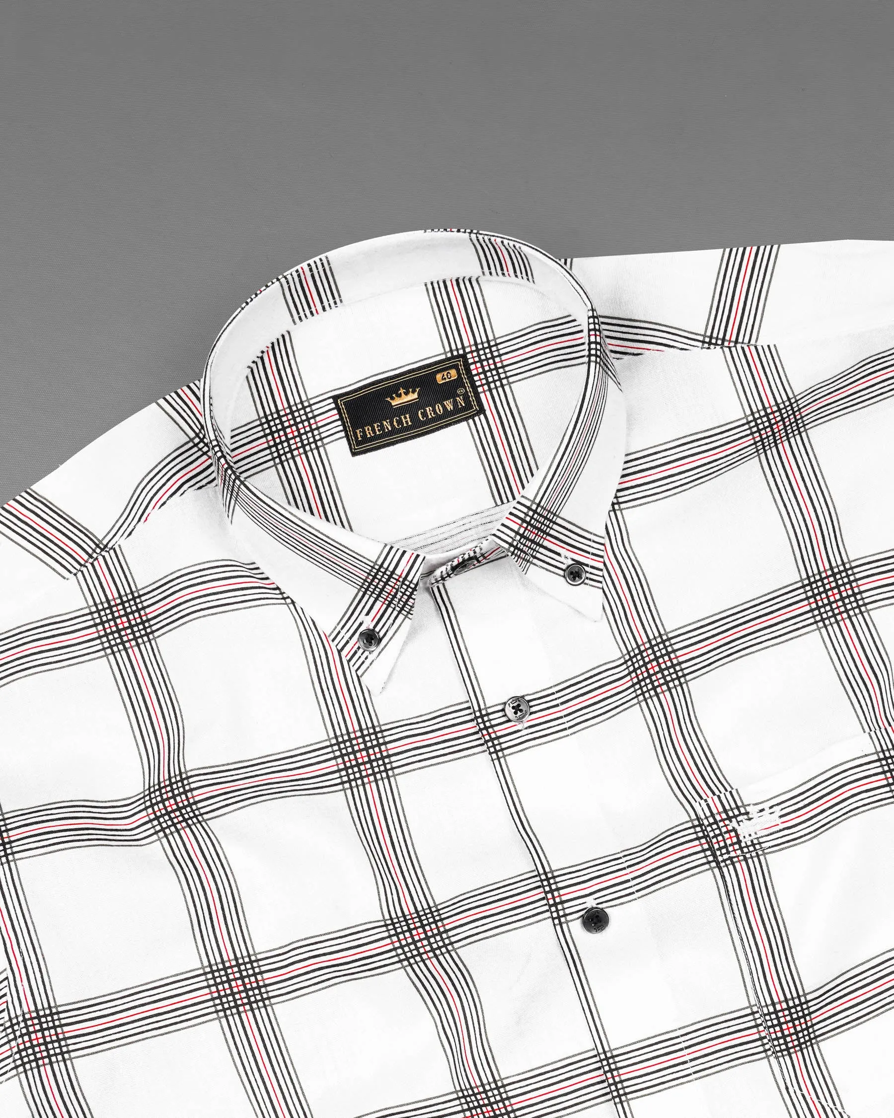 Bright White Windowpane Royal Oxford Shirt sold by French Crown product image thumbnail 5