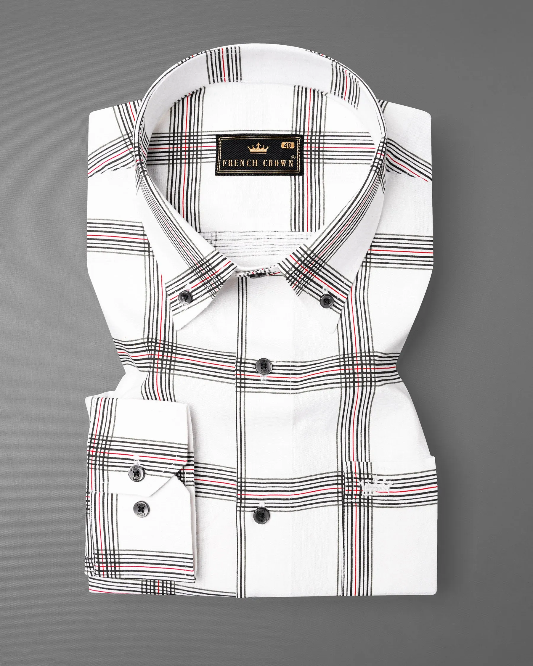 Bright White Windowpane Royal Oxford Shirt sold by French Crown product image thumbnail 2