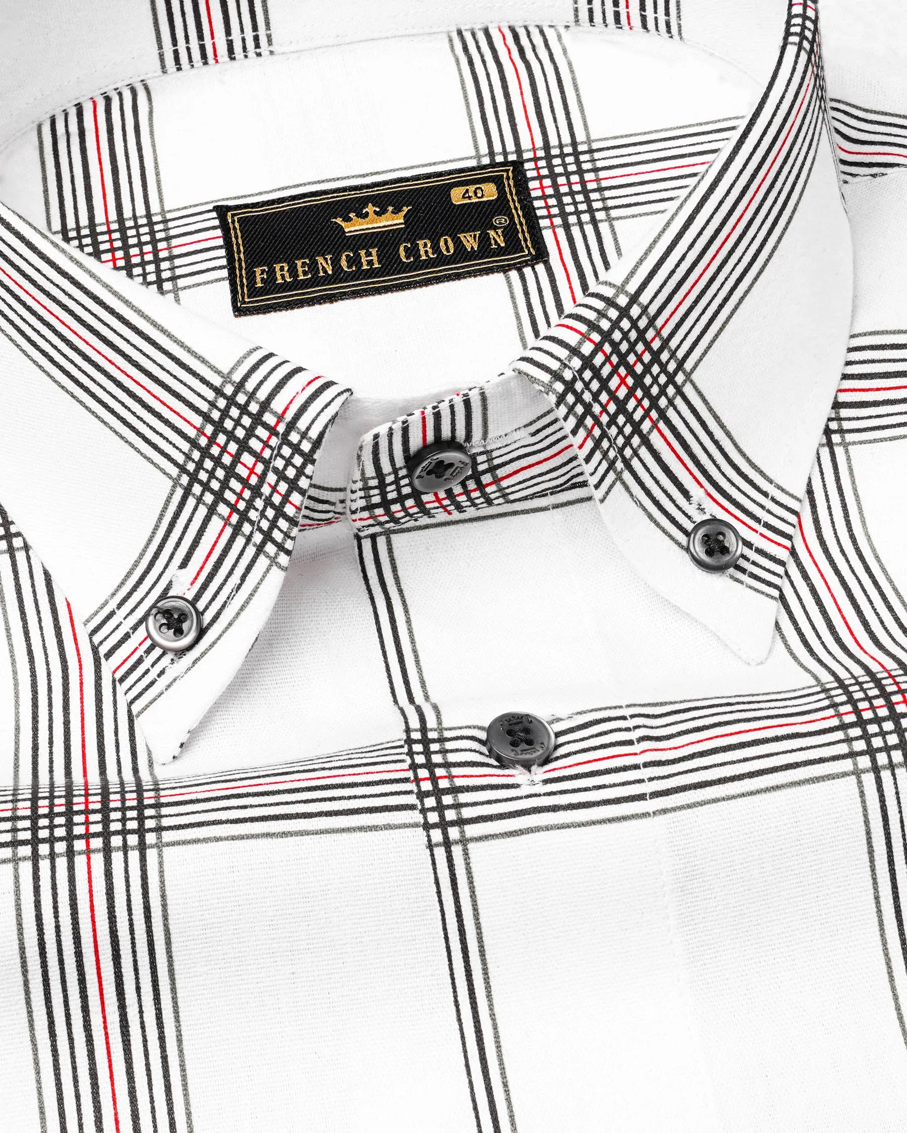 Bright White Windowpane Royal Oxford Shirt sold by French Crown product image thumbnail 4