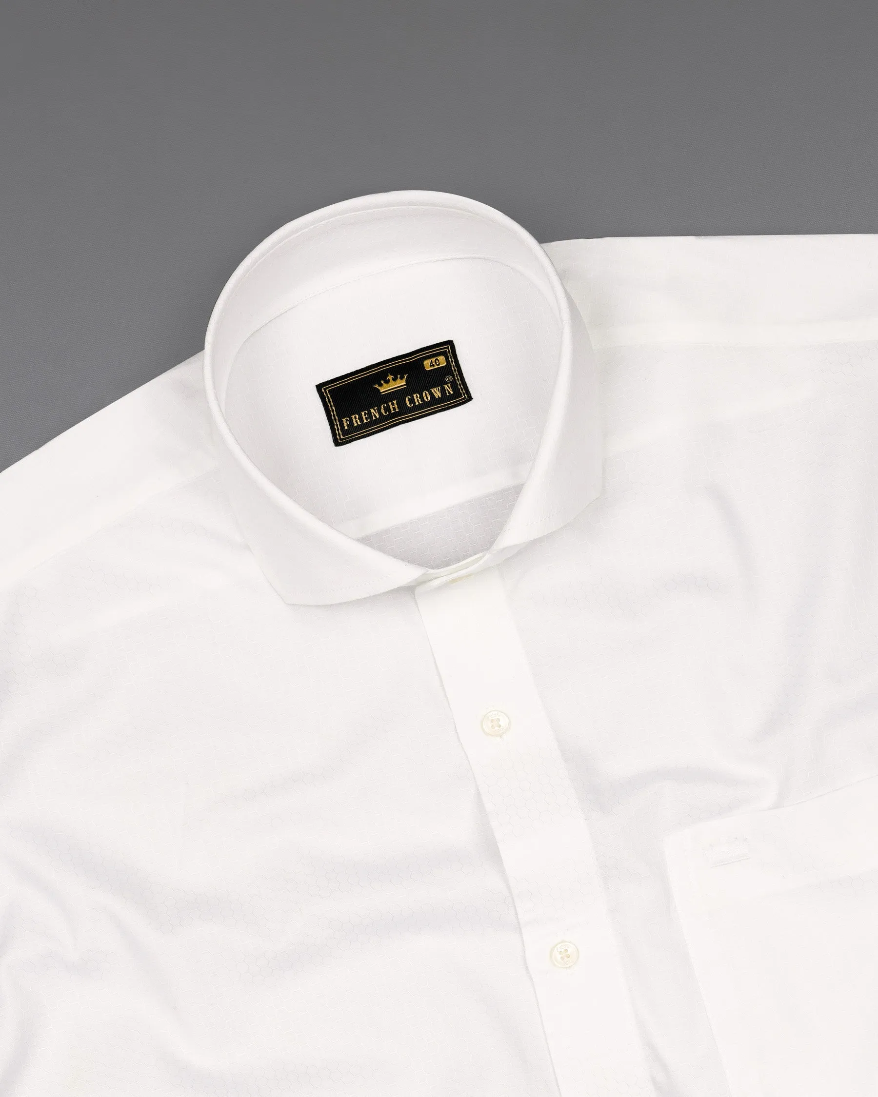 Bright White Dobby Premium Giza Cotton Shirt sold by French Crown product image thumbnail 4