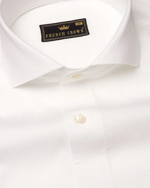 Bright White Dobby Premium Giza Cotton Shirt sold by French Crown