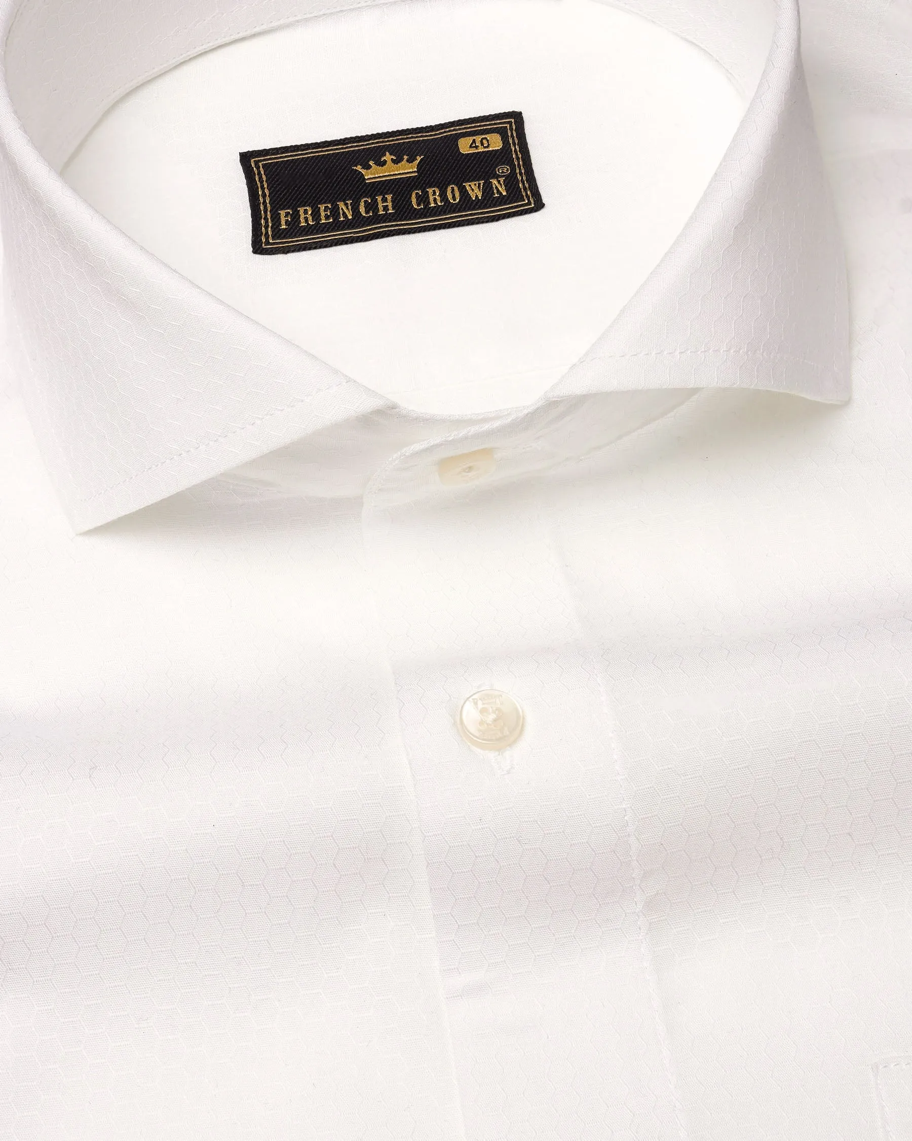 Bright White Dobby Premium Giza Cotton Shirt sold by French Crown