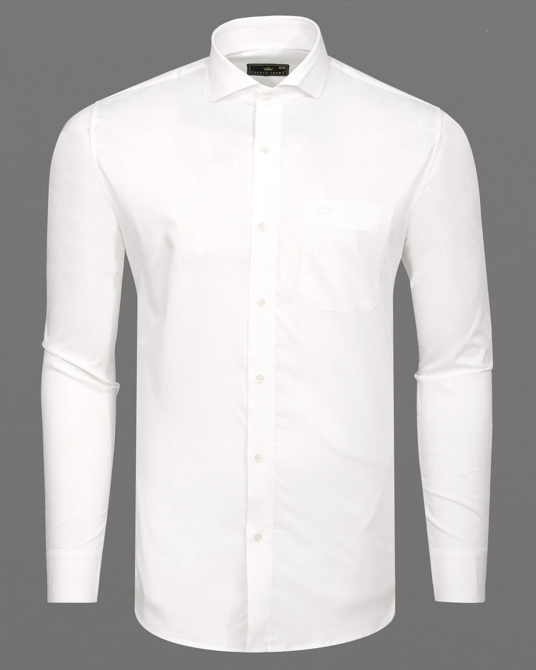 Bright White Dobby Premium Giza Cotton Shirt sold by French Crown product image thumbnail 5