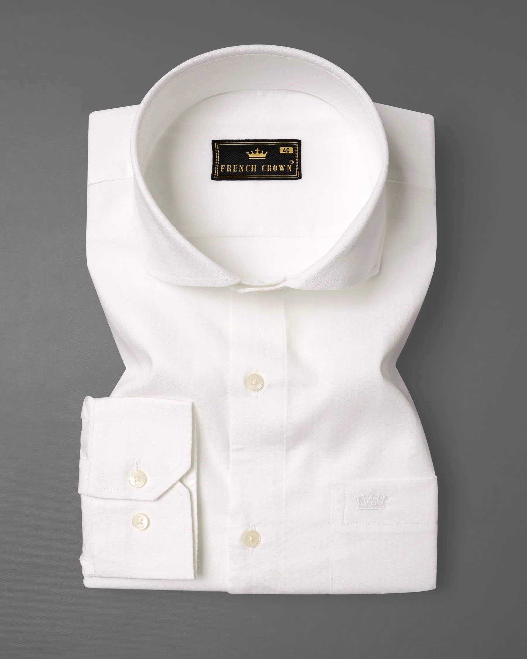 Bright White Dobby Premium Giza Cotton Shirt sold by French Crown product image thumbnail 3
