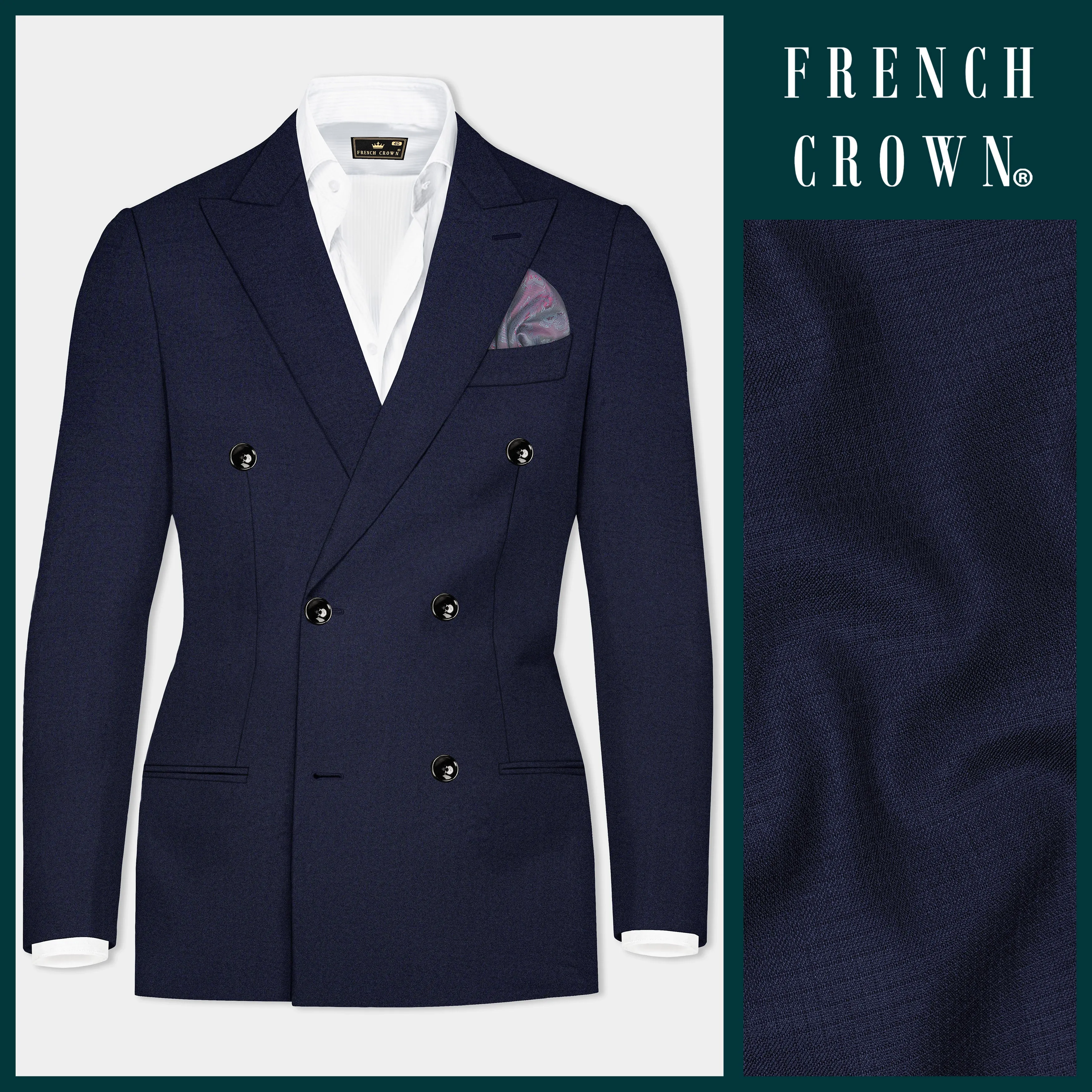 Bleached Cedar Blue Double Breasted Blazer sold by French Crown