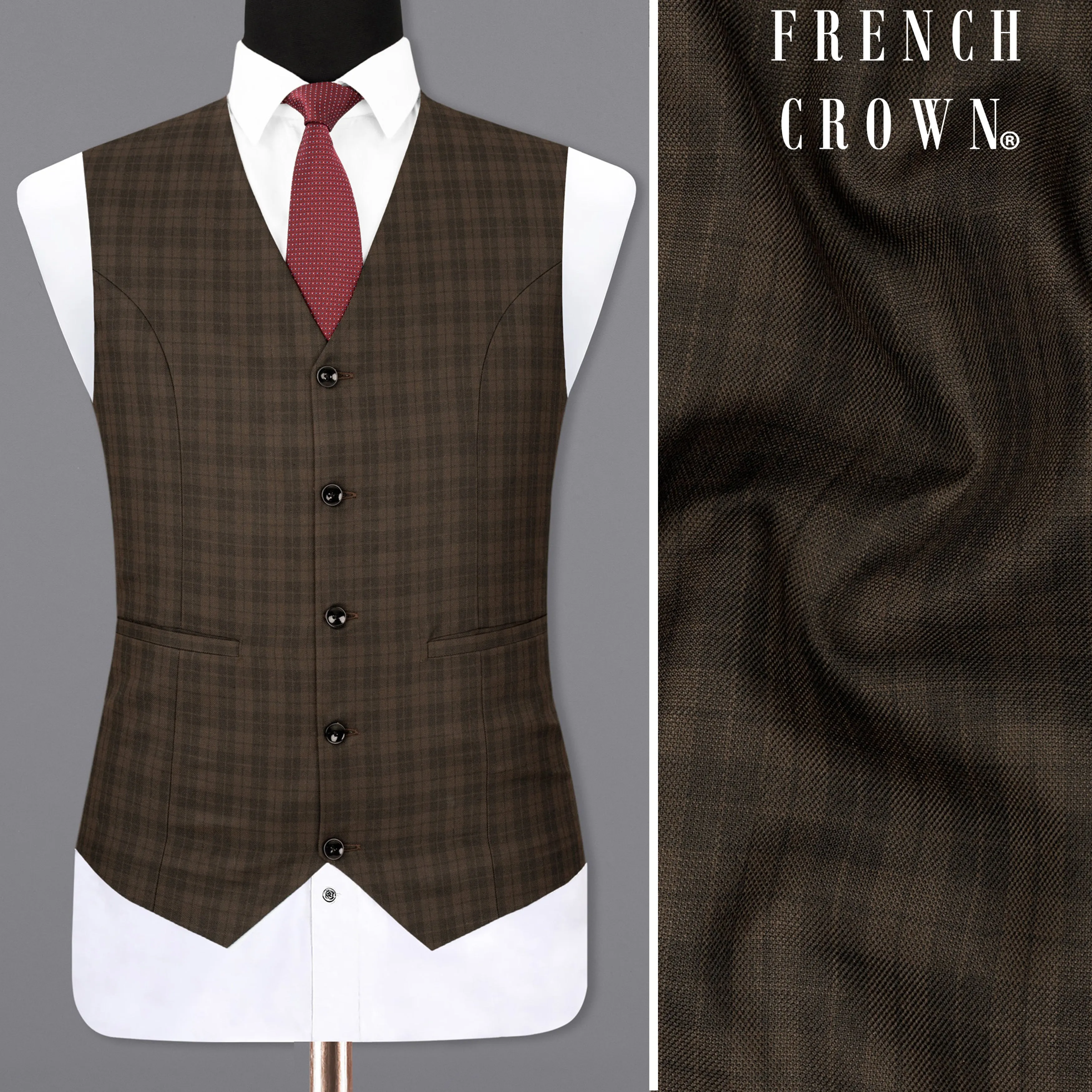 Armadillo Brown Plaid Waistcoat sold by French Crown
