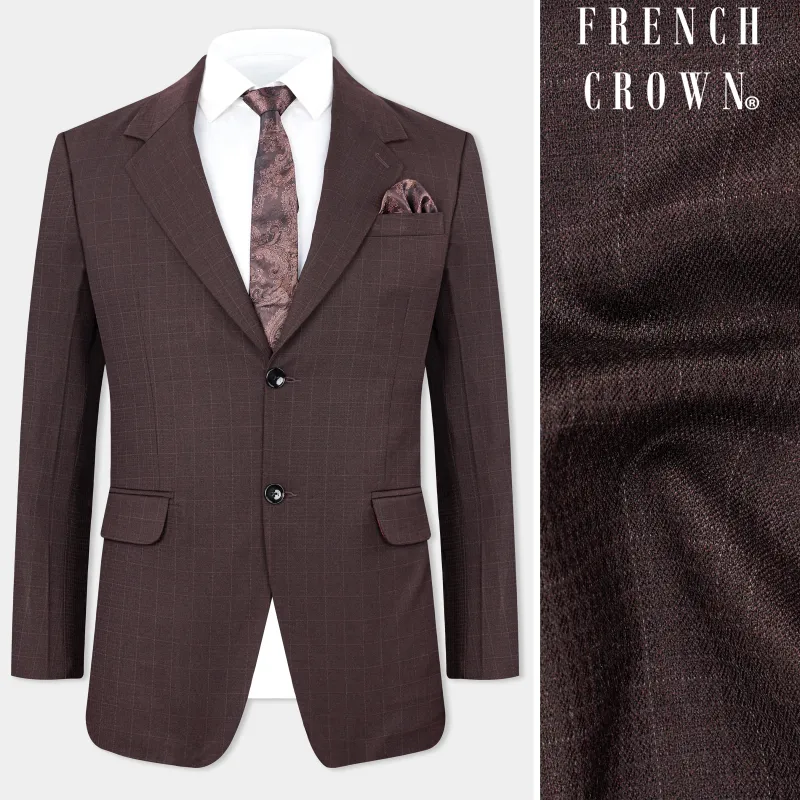 Taupe Maroon Stretchable Dobby Single Breasted traveler Blazer sold by French Crown
