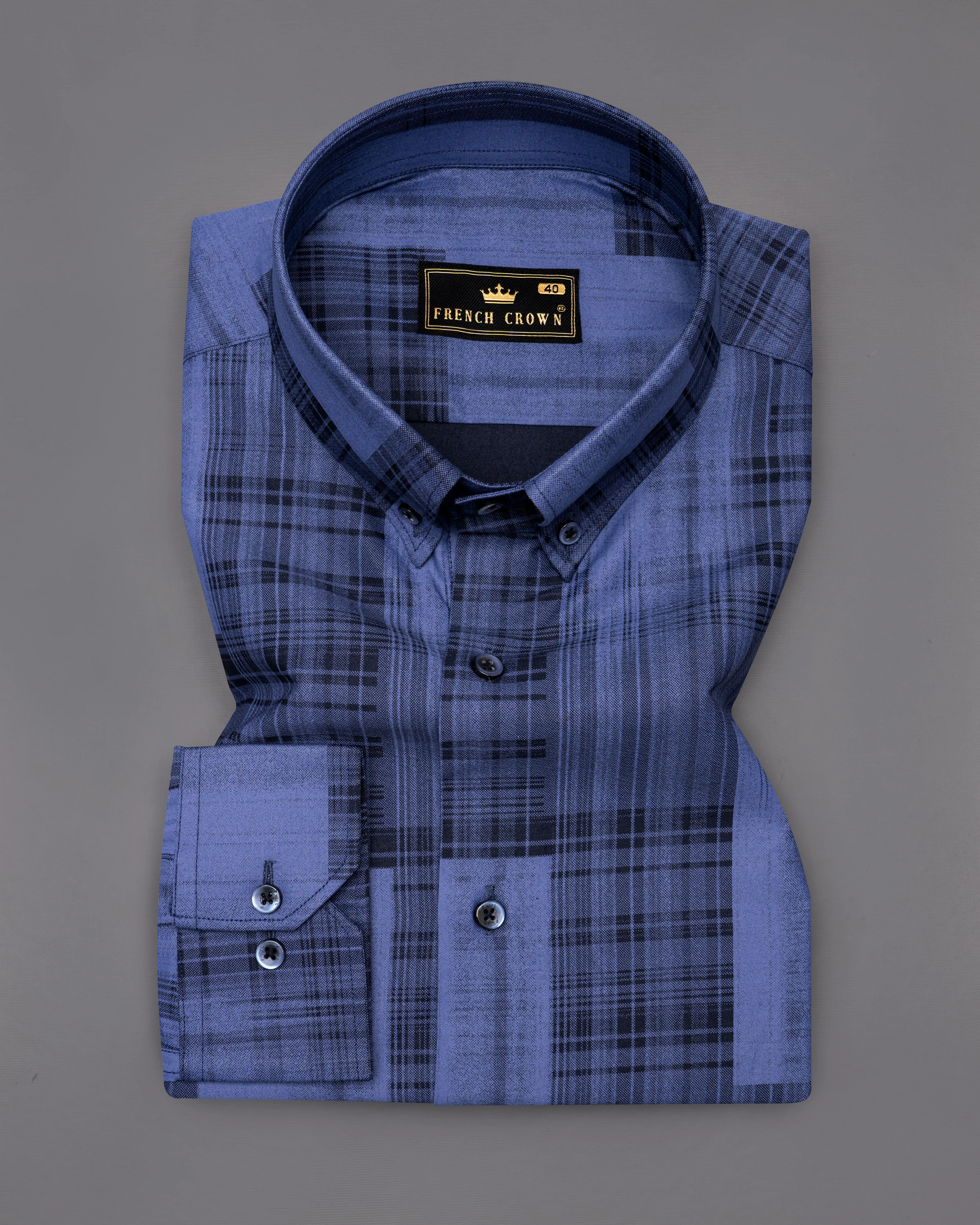 Scampi Blue with Black Premium Cotton Shirt sold by French Crown product image thumbnail 5