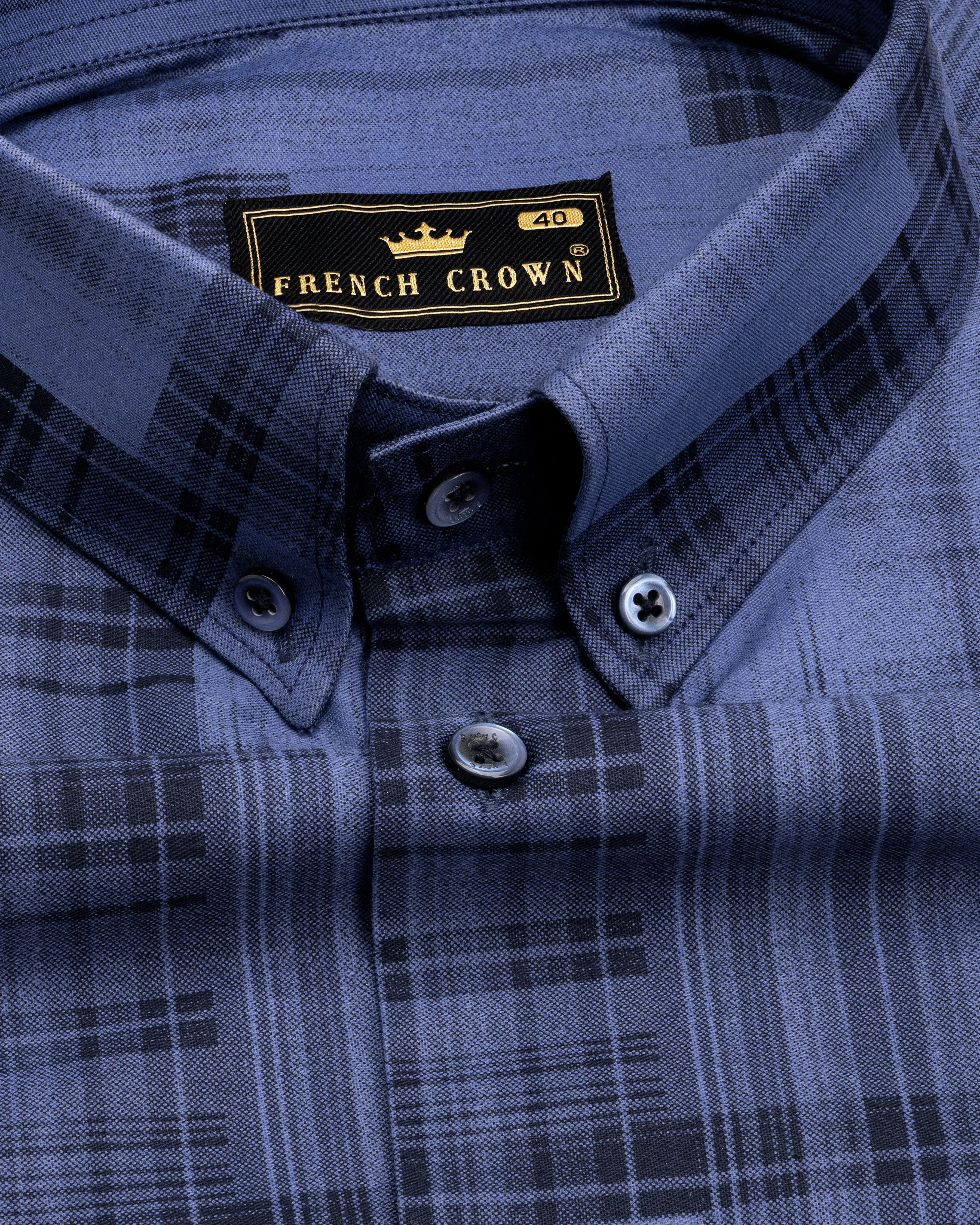 Scampi Blue with Black Premium Cotton Shirt sold by French Crown product image thumbnail 4