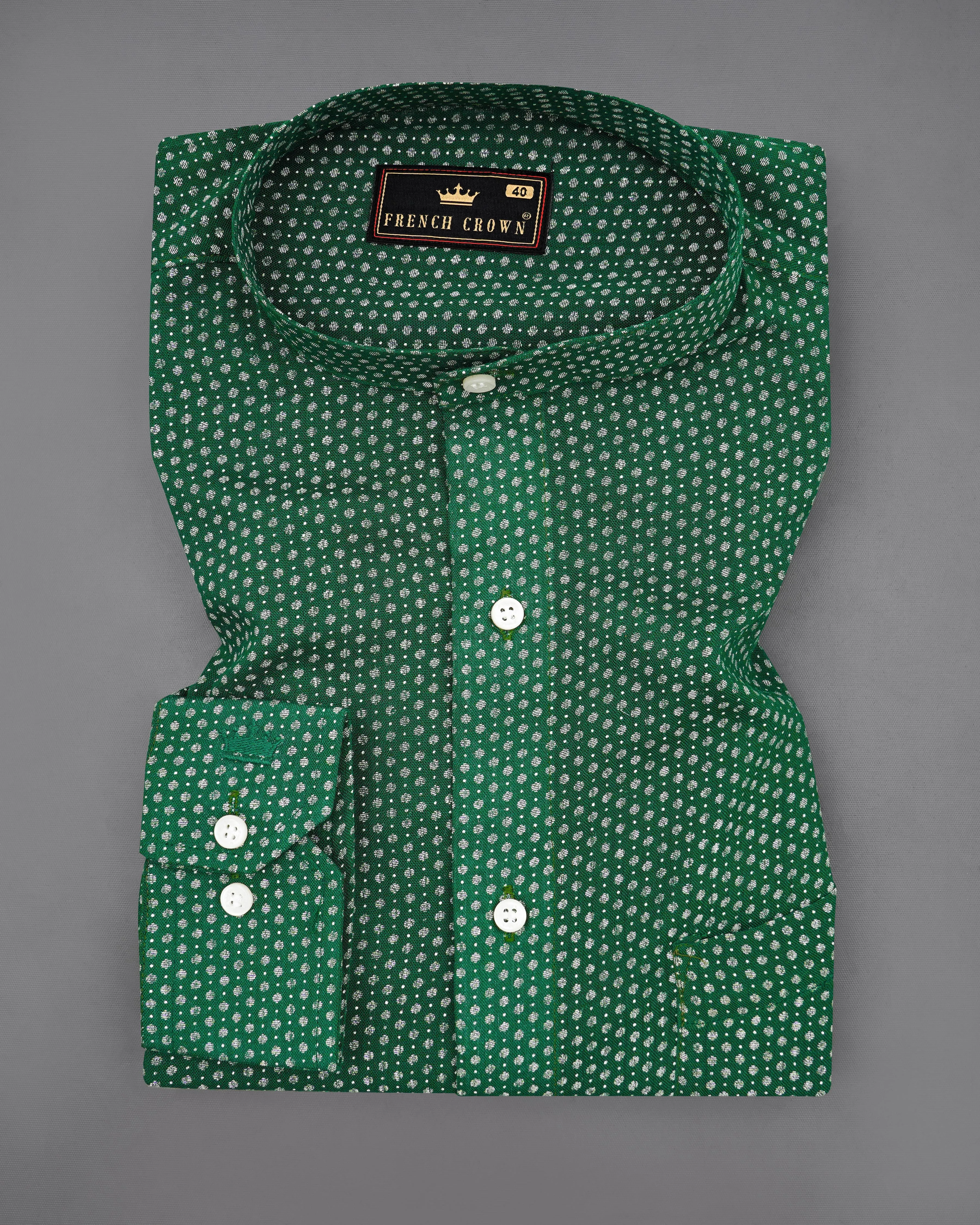 Killarney Green and White Printed Loose Premium Cotton Beachshirt sold by French Crown product image thumbnail 3