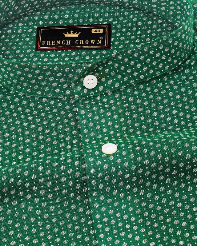 Killarney Green and White Printed Loose Premium Cotton Beachshirt sold by French Crown