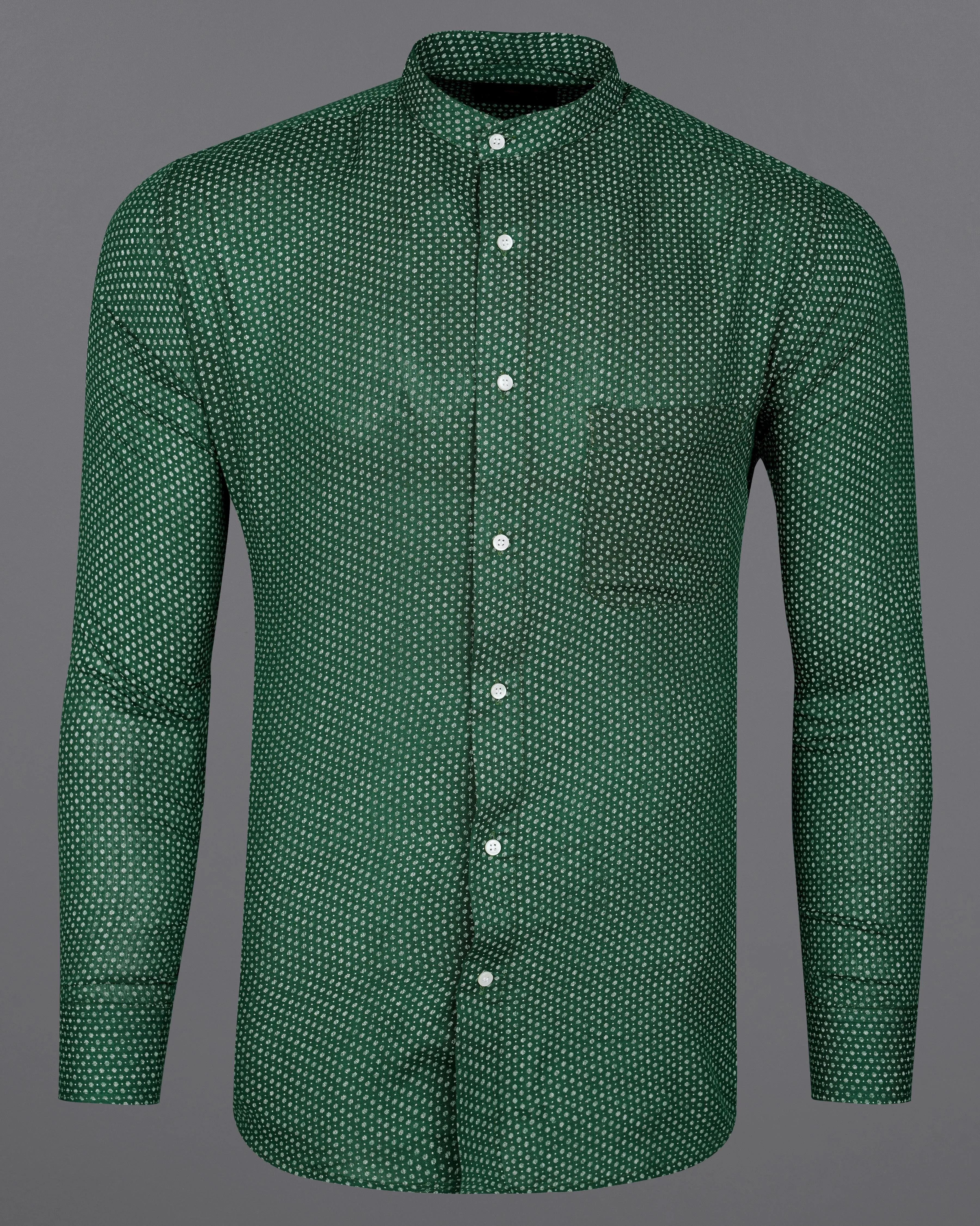 Killarney Green and White Printed Loose Premium Cotton Beachshirt sold by French Crown product image thumbnail 5