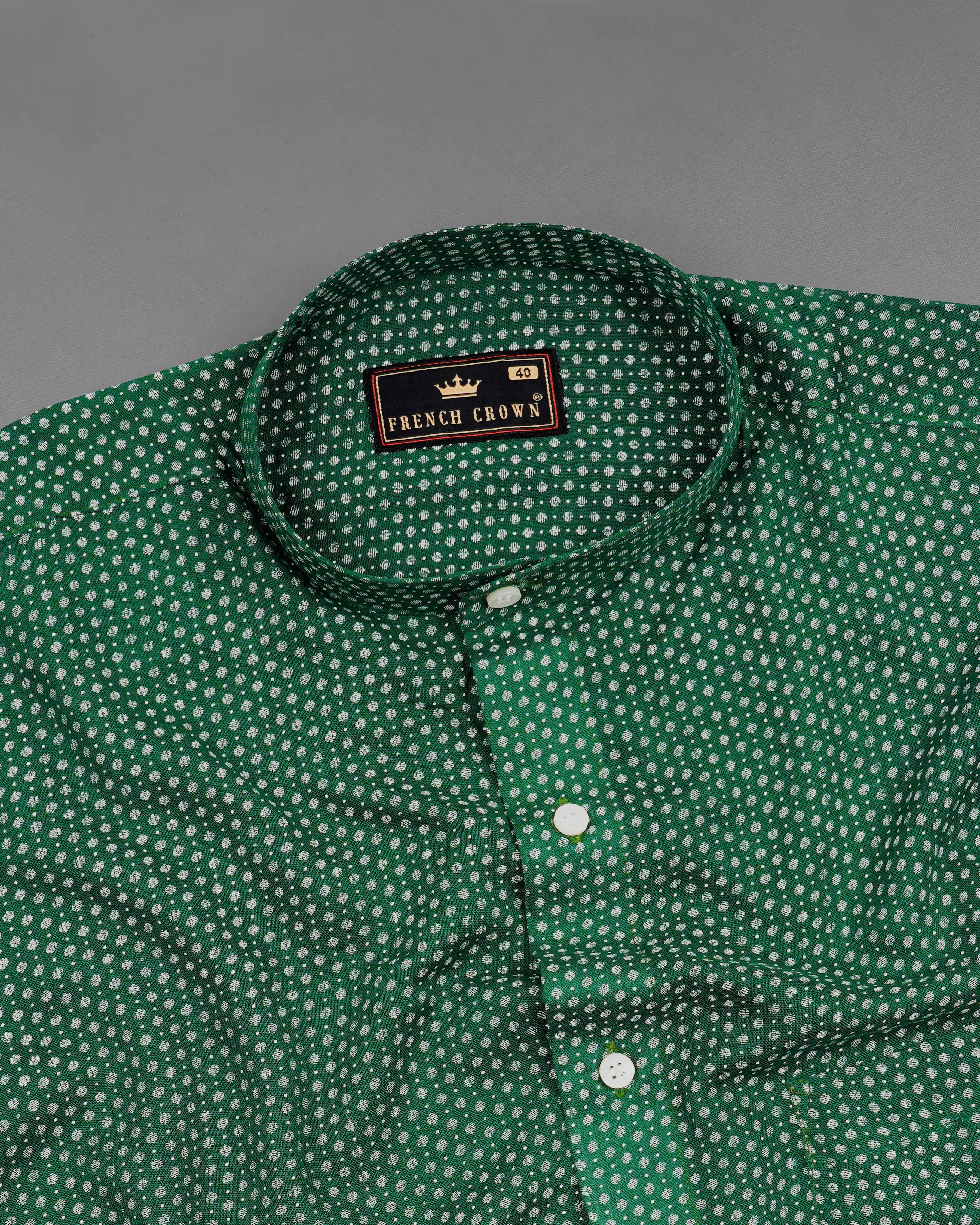 Killarney Green and White Printed Loose Premium Cotton Beachshirt sold by French Crown product image thumbnail 4