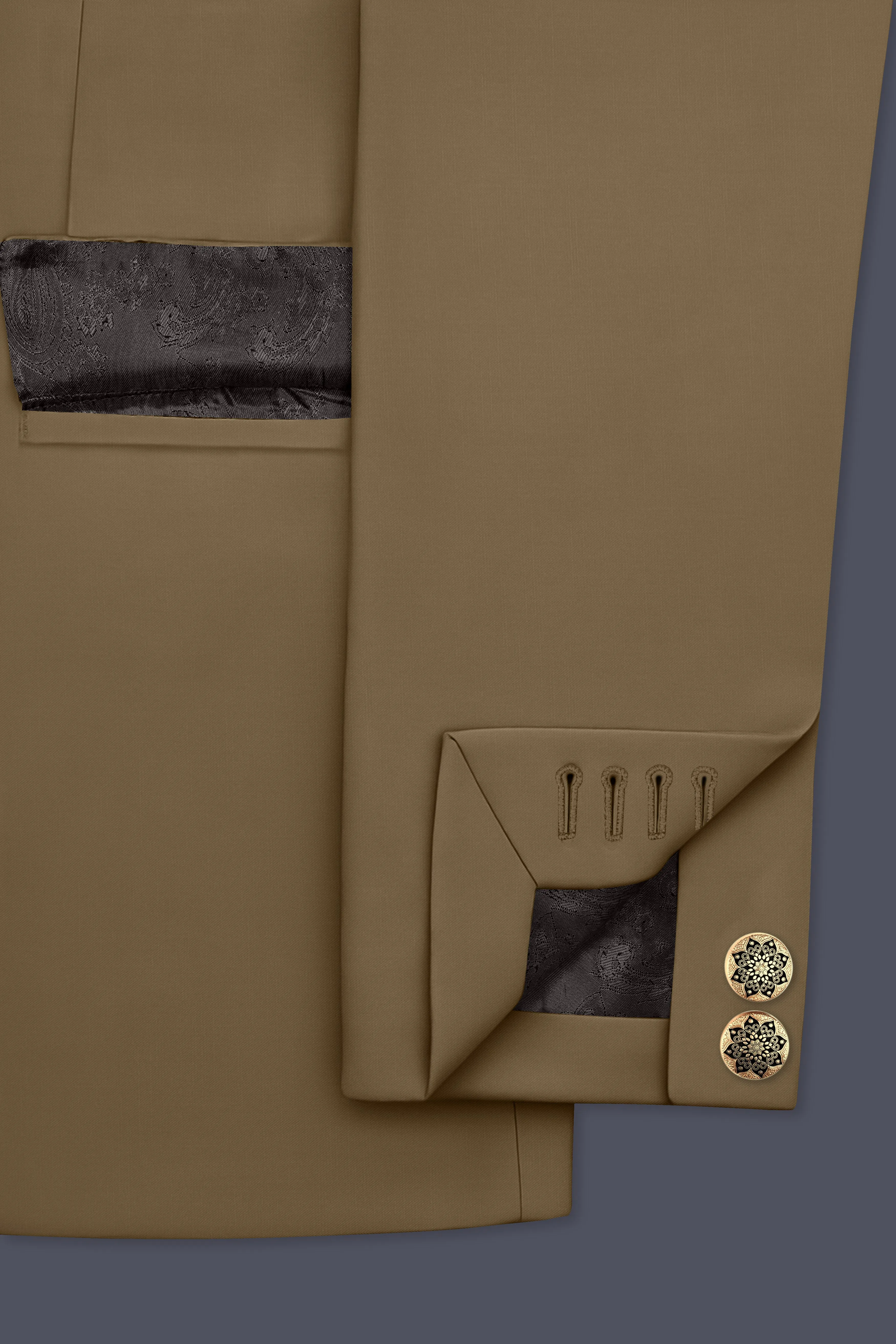 Khaki Brown Cross Placket Bandhgala Blazer sold by French Crown product image thumbnail 5