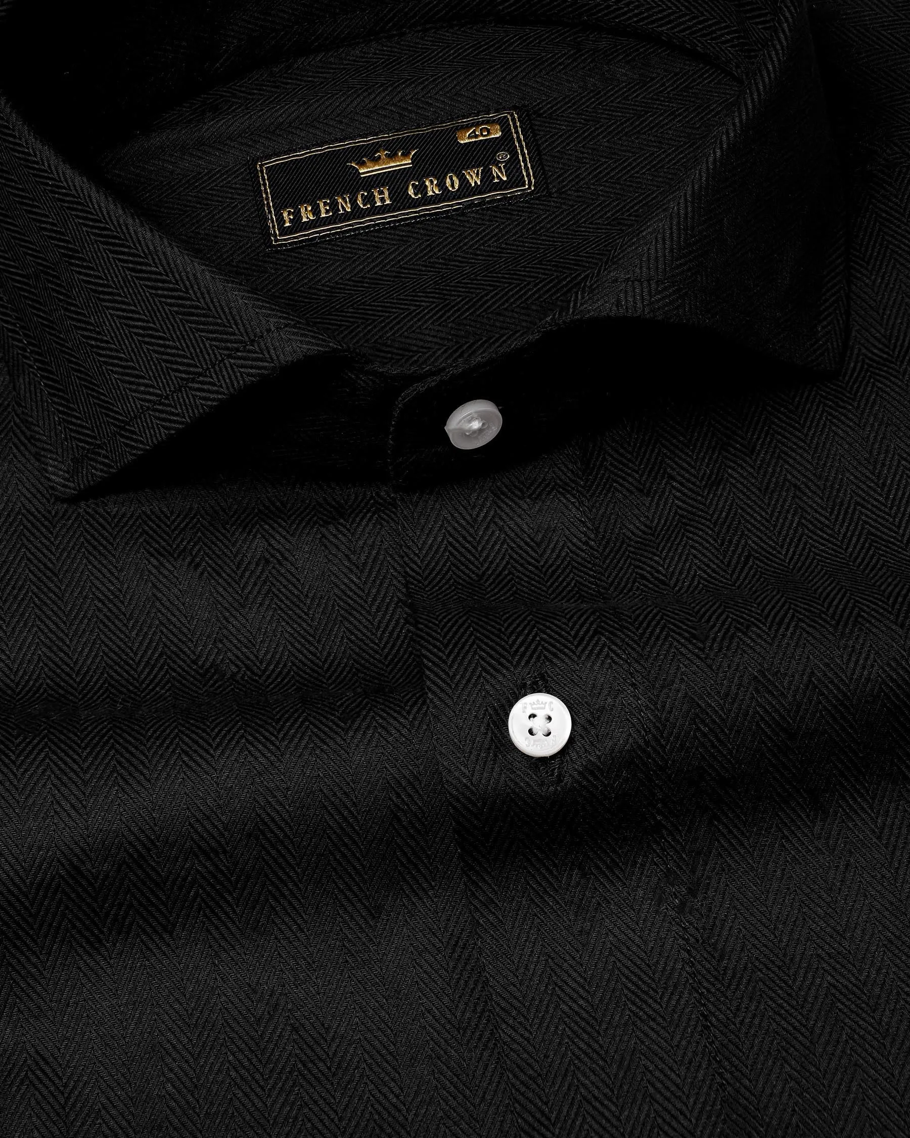 Jade Black Herringbone Shirt sold by French Crown