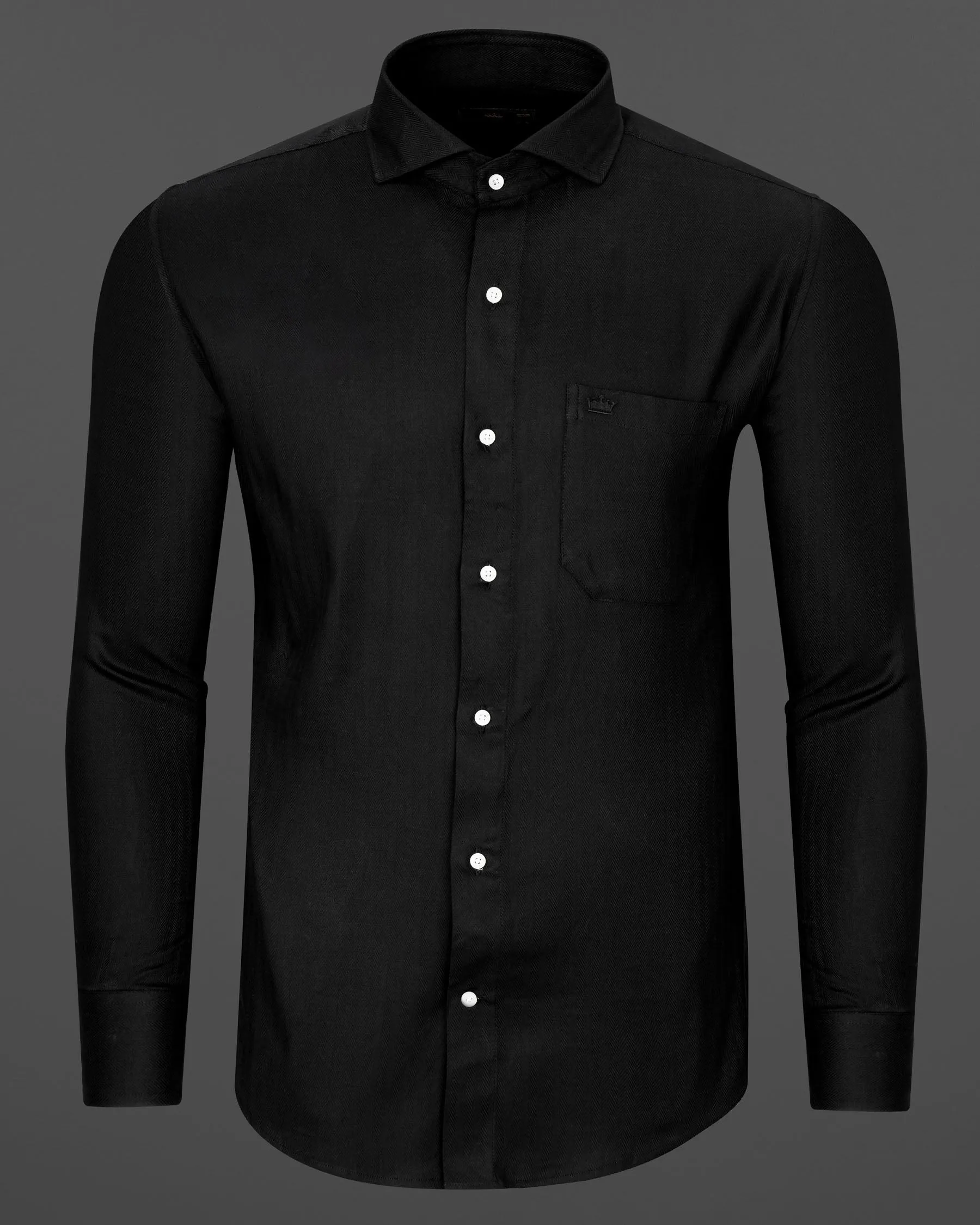 Jade Black Herringbone Shirt sold by French Crown product image thumbnail 5