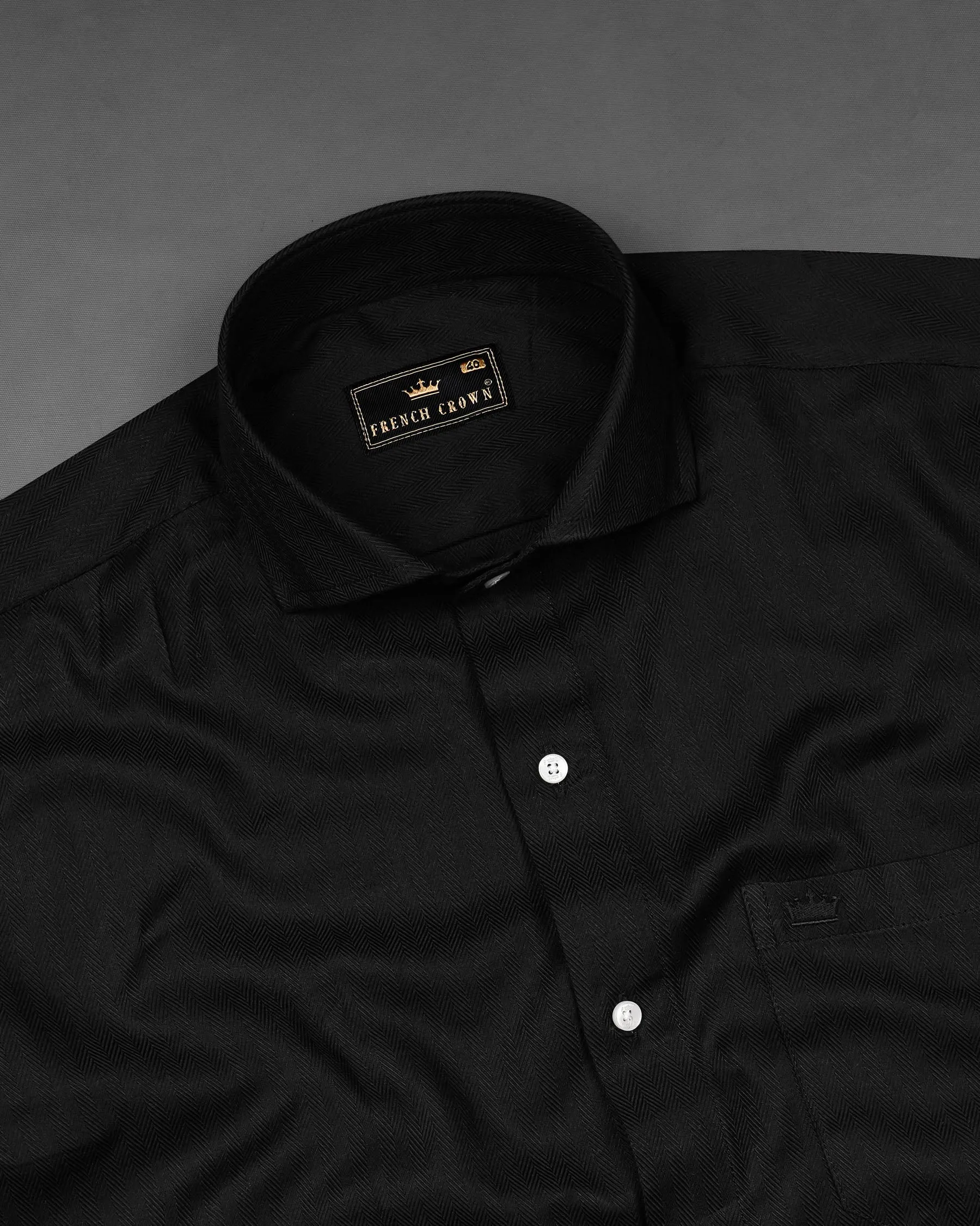 Jade Black Herringbone Shirt sold by French Crown product image thumbnail 4