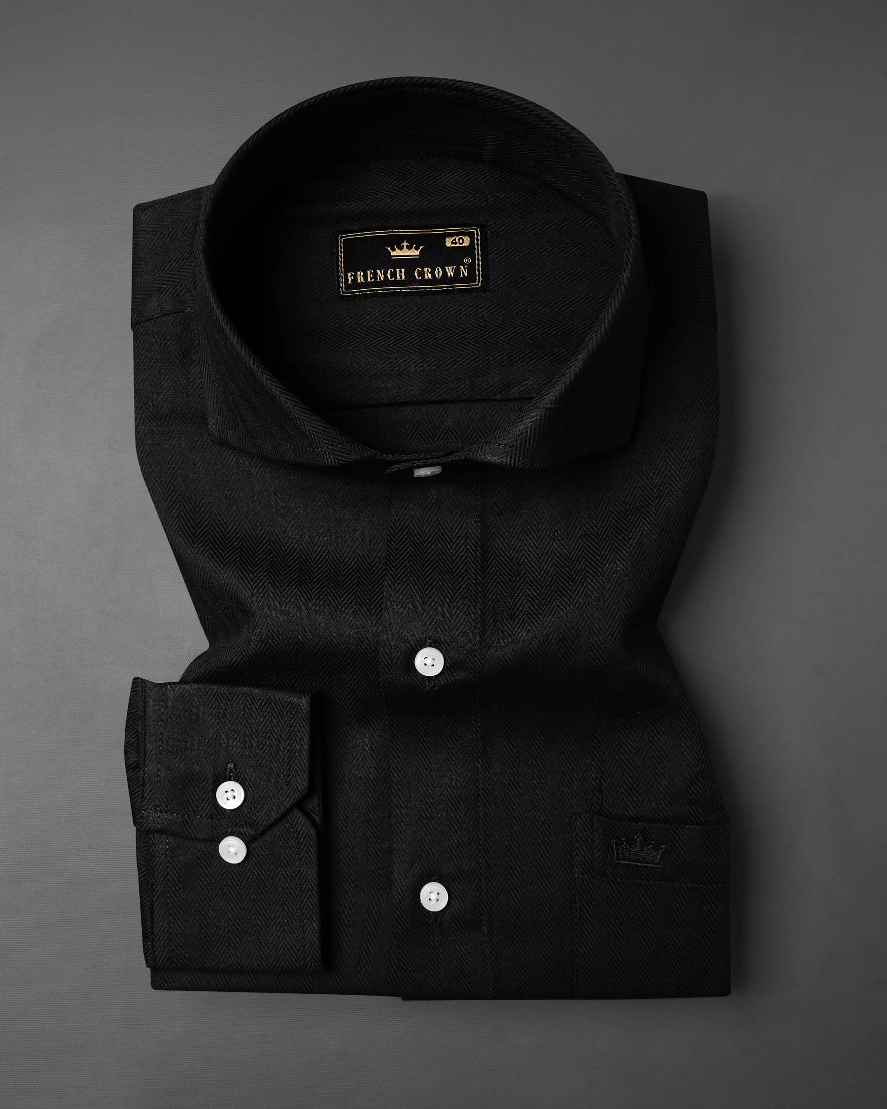 Jade Black Herringbone Shirt sold by French Crown product image thumbnail 3