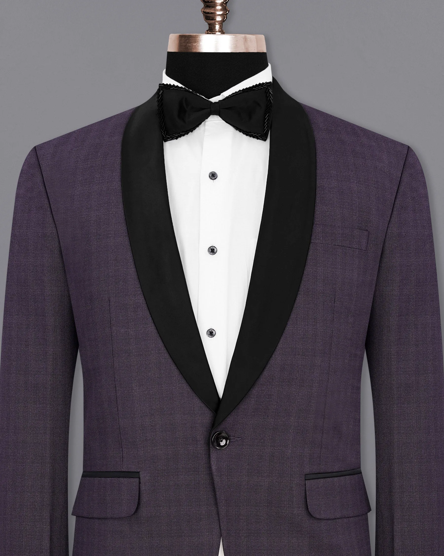 Gunmetal Purple Subtle Plaid Tuxedo Blazer sold by French Crown product image thumbnail 2