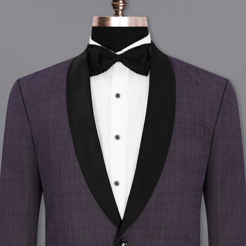 Gunmetal Purple Subtle Plaid Tuxedo Blazer made by French Crown