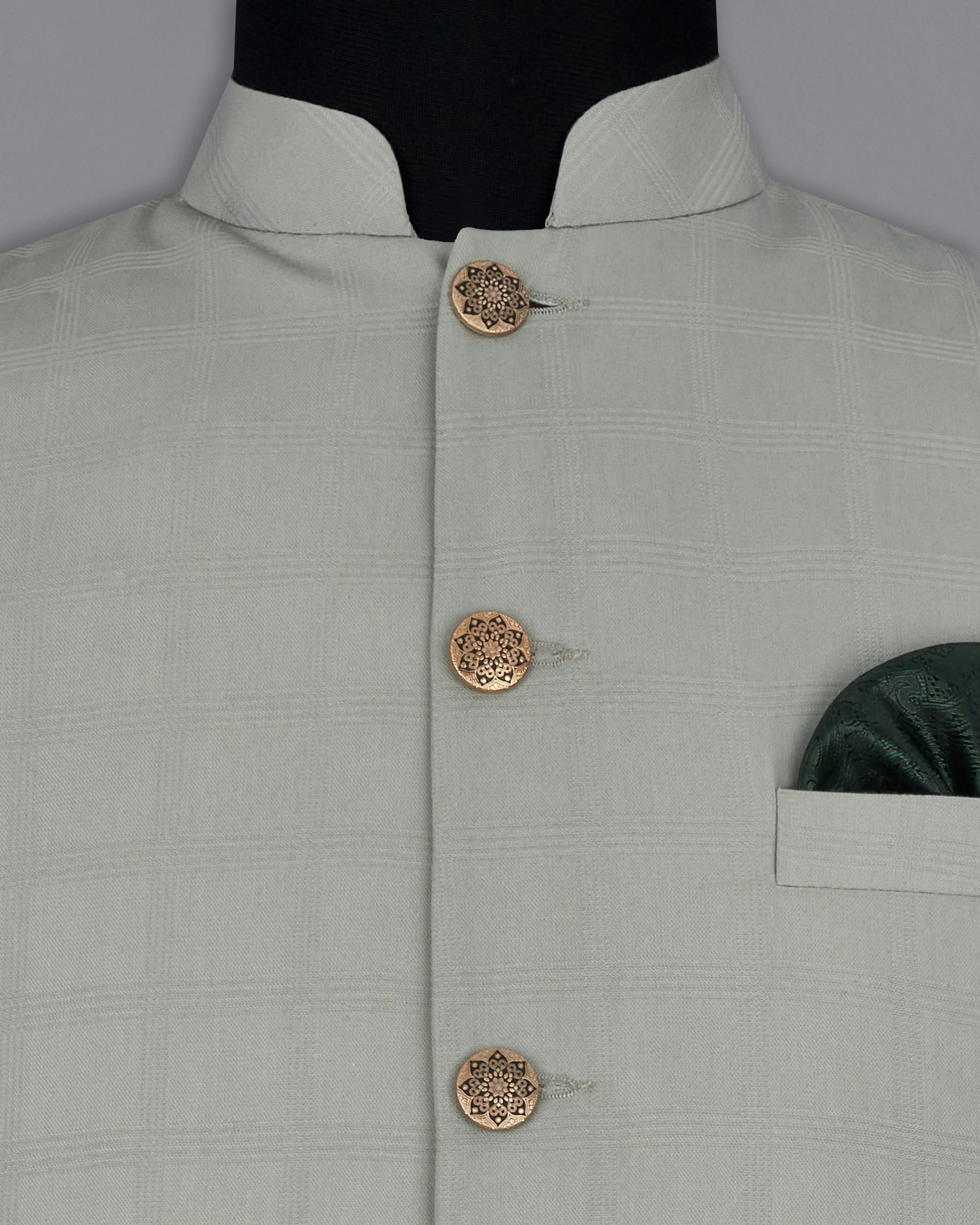 Dawn Gray Plaid Nehru Jacket sold by French Crown product image thumbnail 5