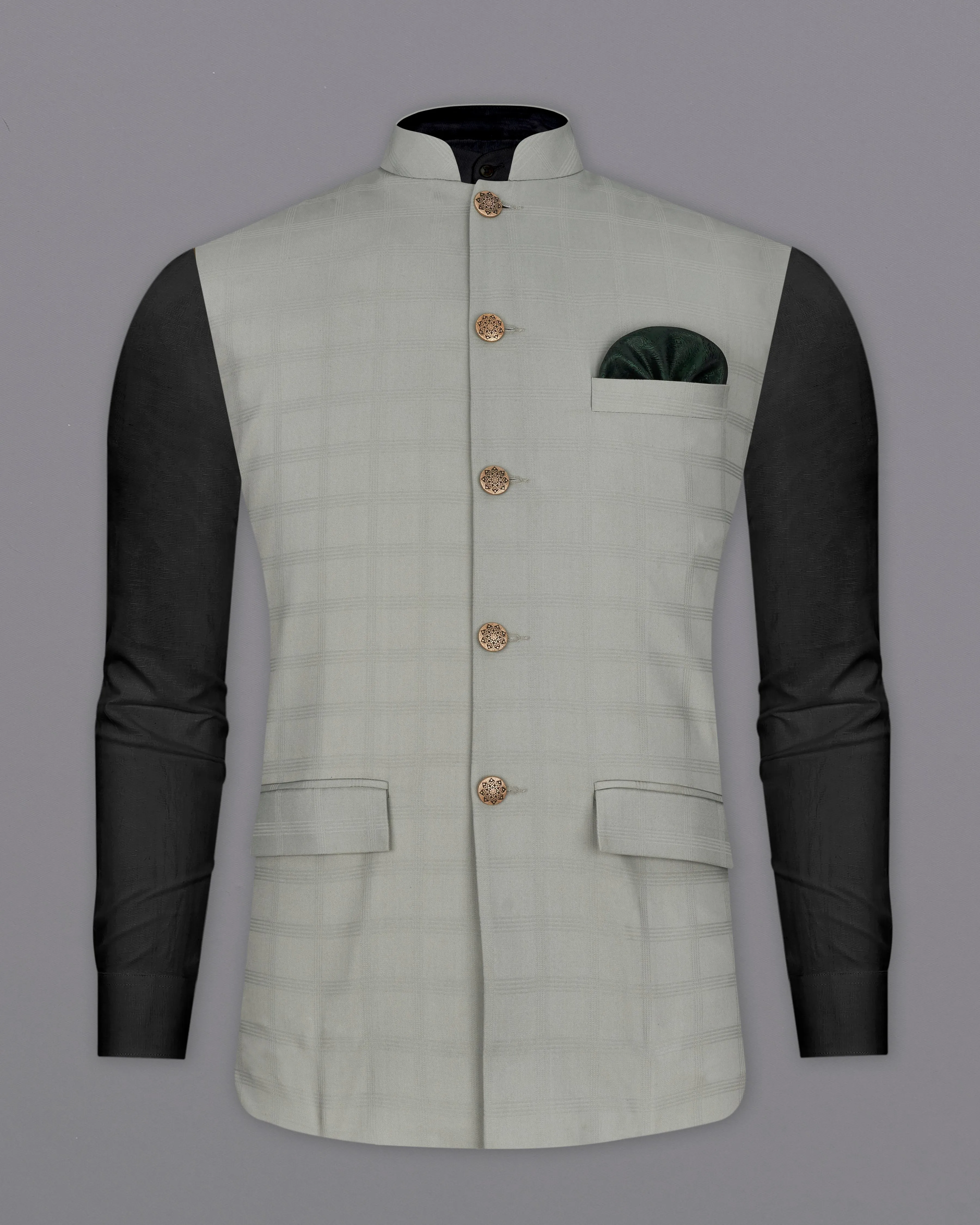 Dawn Gray Plaid Nehru Jacket sold by French Crown product image thumbnail 2