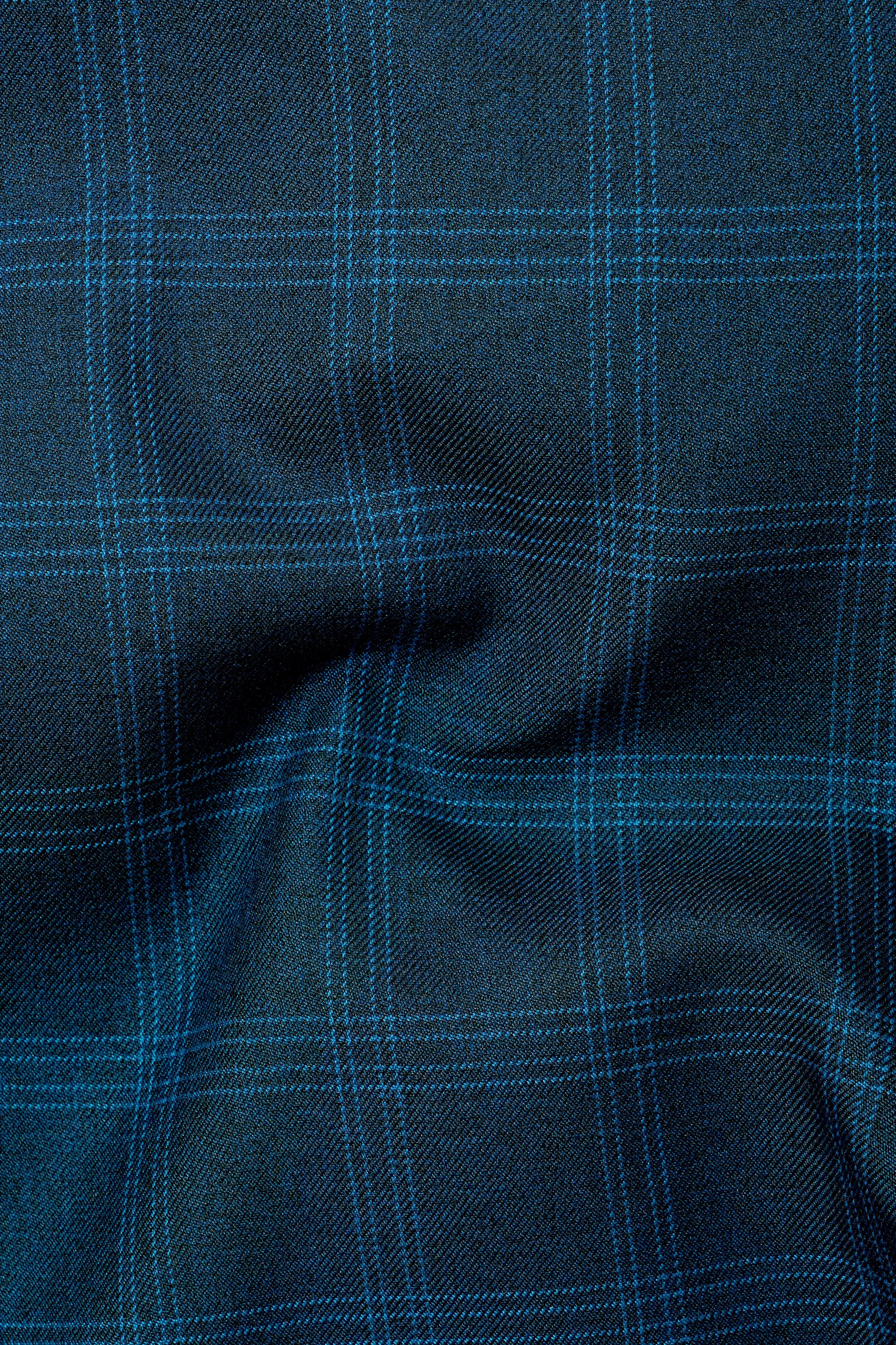 Cloud Burst Sea Green Windowpane Cross Placket Bandhgala Blazer sold by French Crown product image thumbnail 3