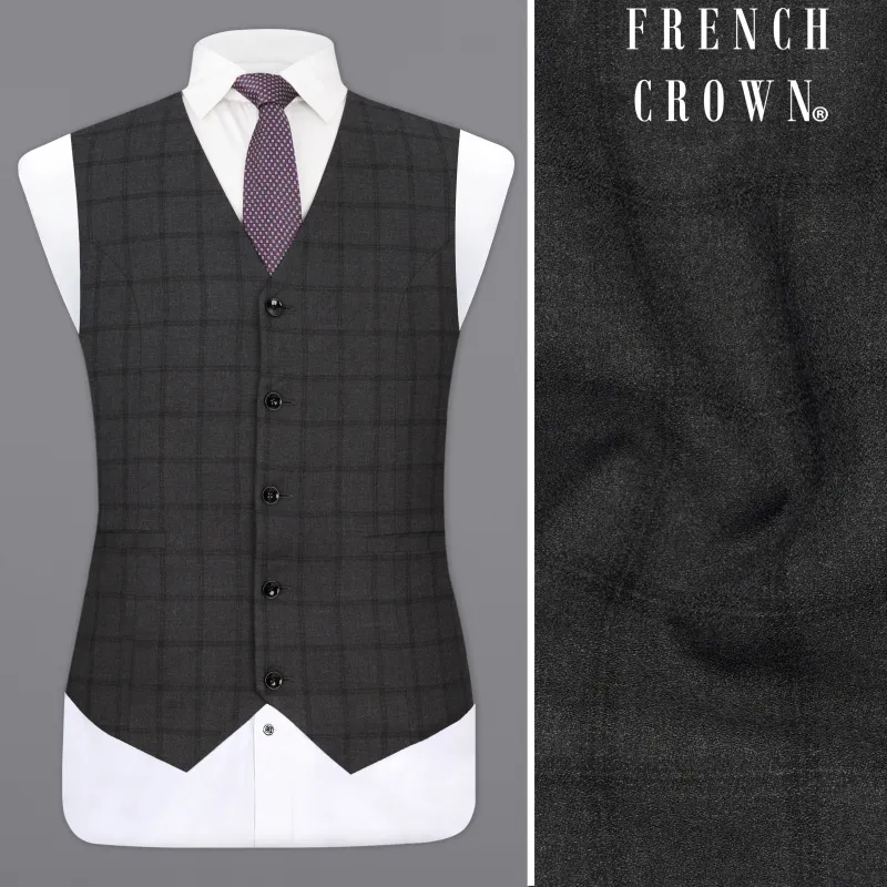 Baltic Black Windowpane Waistcoat sold by French Crown