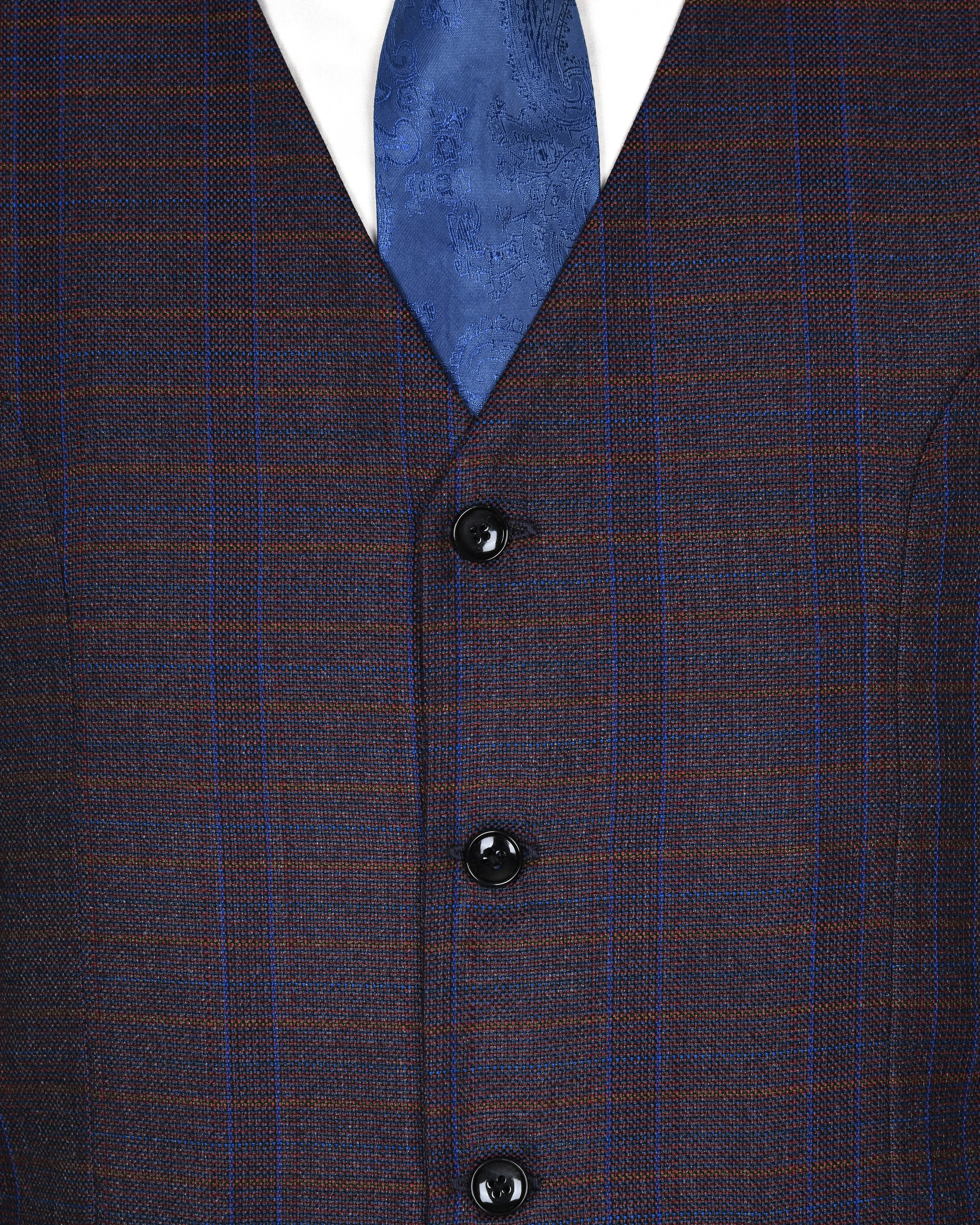 Rosewood Plaid Wool Blend Tweed Waistcoat sold by French Crown product image thumbnail 4